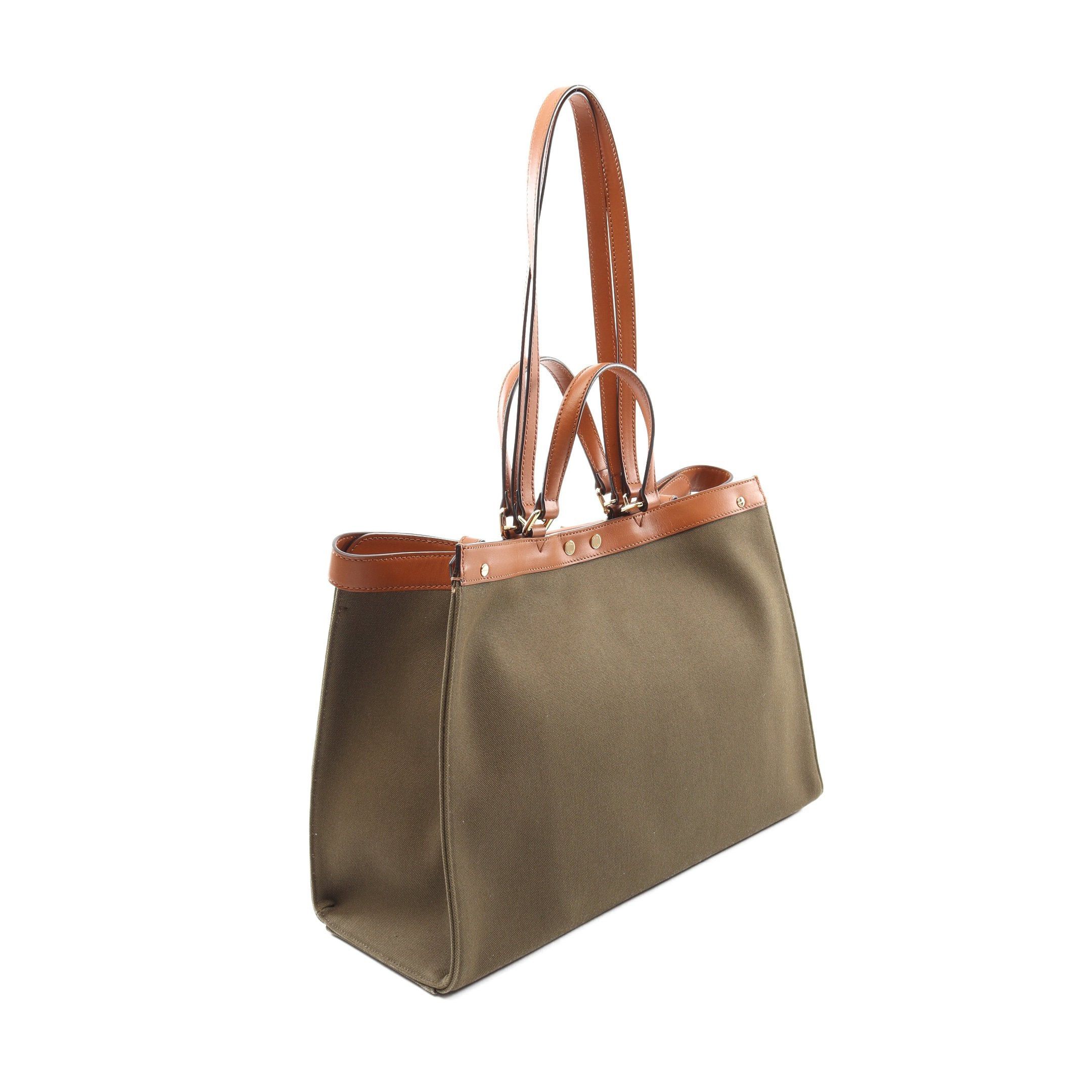 Fendi Fendi Peekaboo X Tote Medium Handbag Bag Canvas Leather Khaki Green Brown Size ONE SIZE - 2 Thumbnail