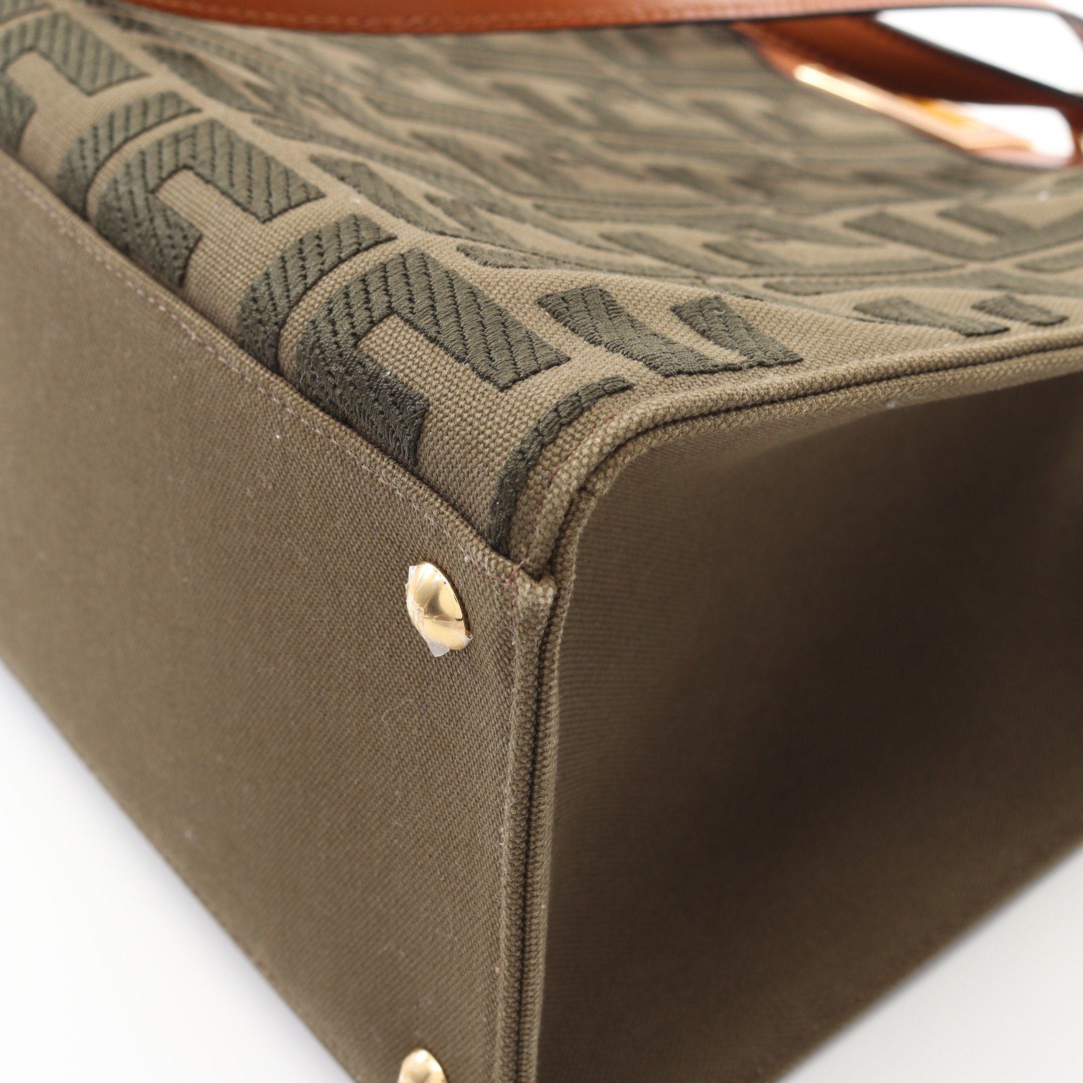 Fendi Fendi Peekaboo X Tote Medium Handbag Bag Canvas Leather Khaki Green Brown Size ONE SIZE - 5 Thumbnail