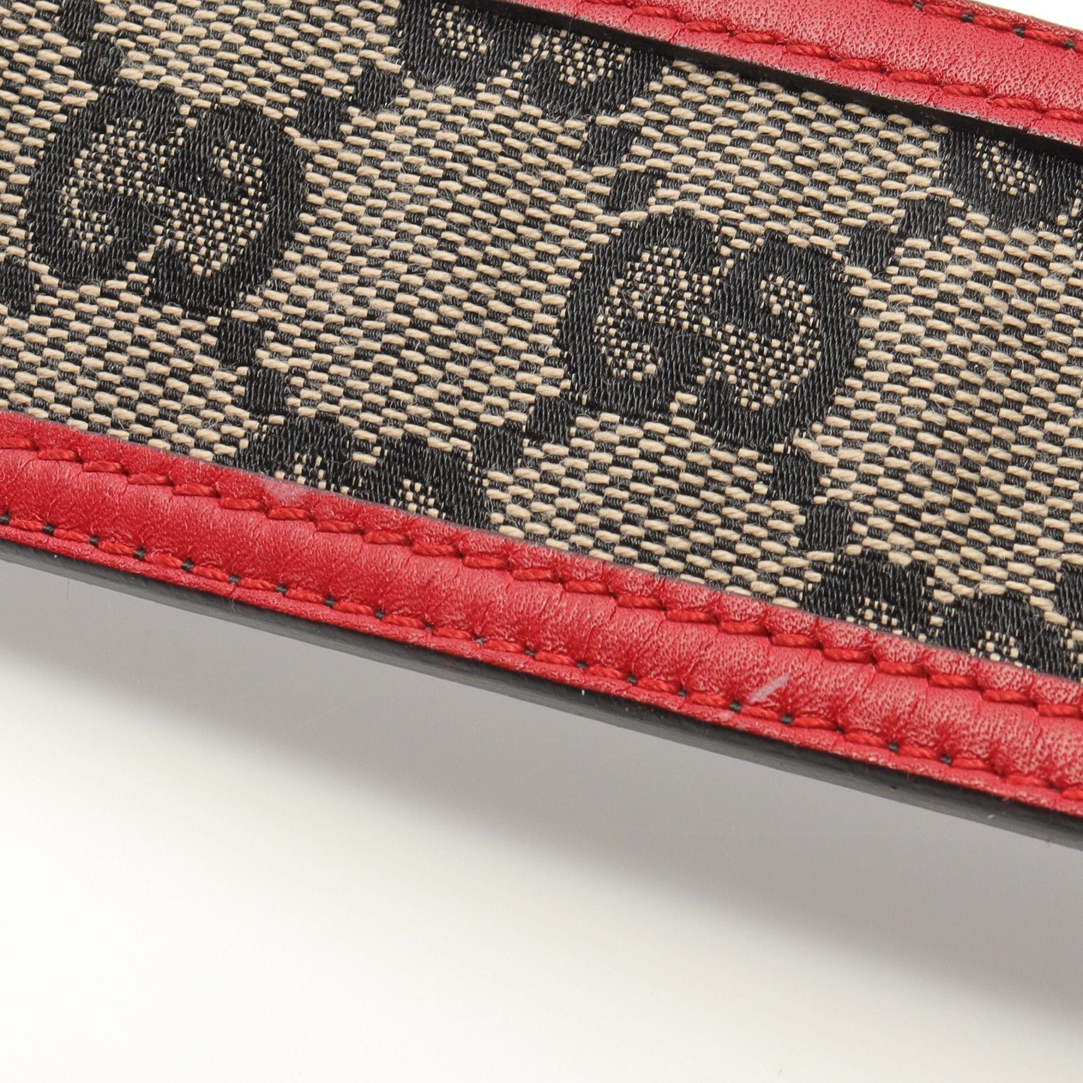 Gucci Gucci Gg Canvas Belt Leather Beige Black Red Size ONE SIZE - 7 Thumbnail