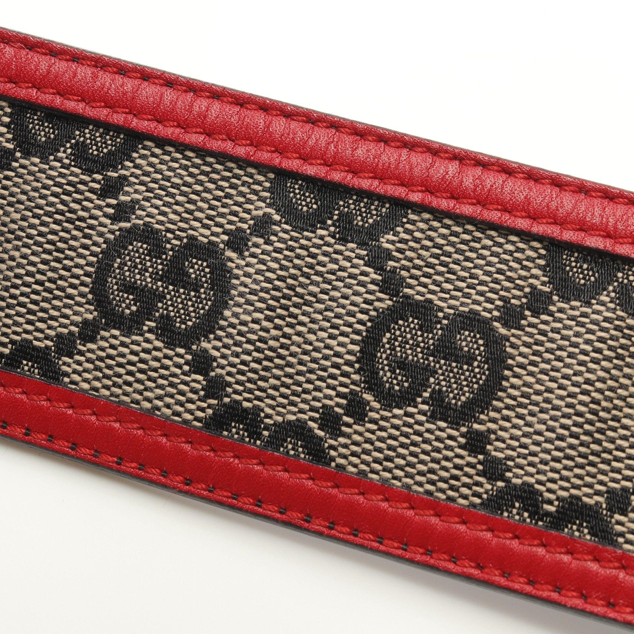 Gucci Gucci Gg Canvas Belt Leather Beige Black Red Size ONE SIZE - 8 Thumbnail