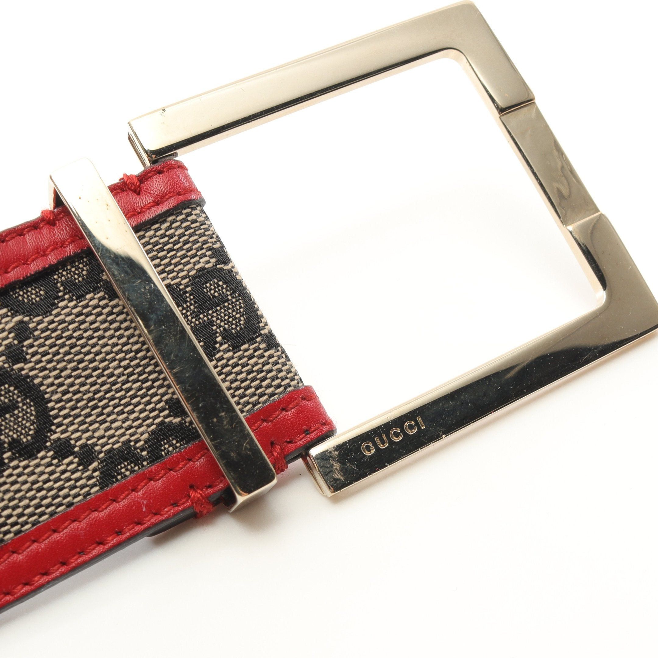 Gucci Gucci Gg Canvas Belt Leather Beige Black Red Size ONE SIZE - 6 Thumbnail