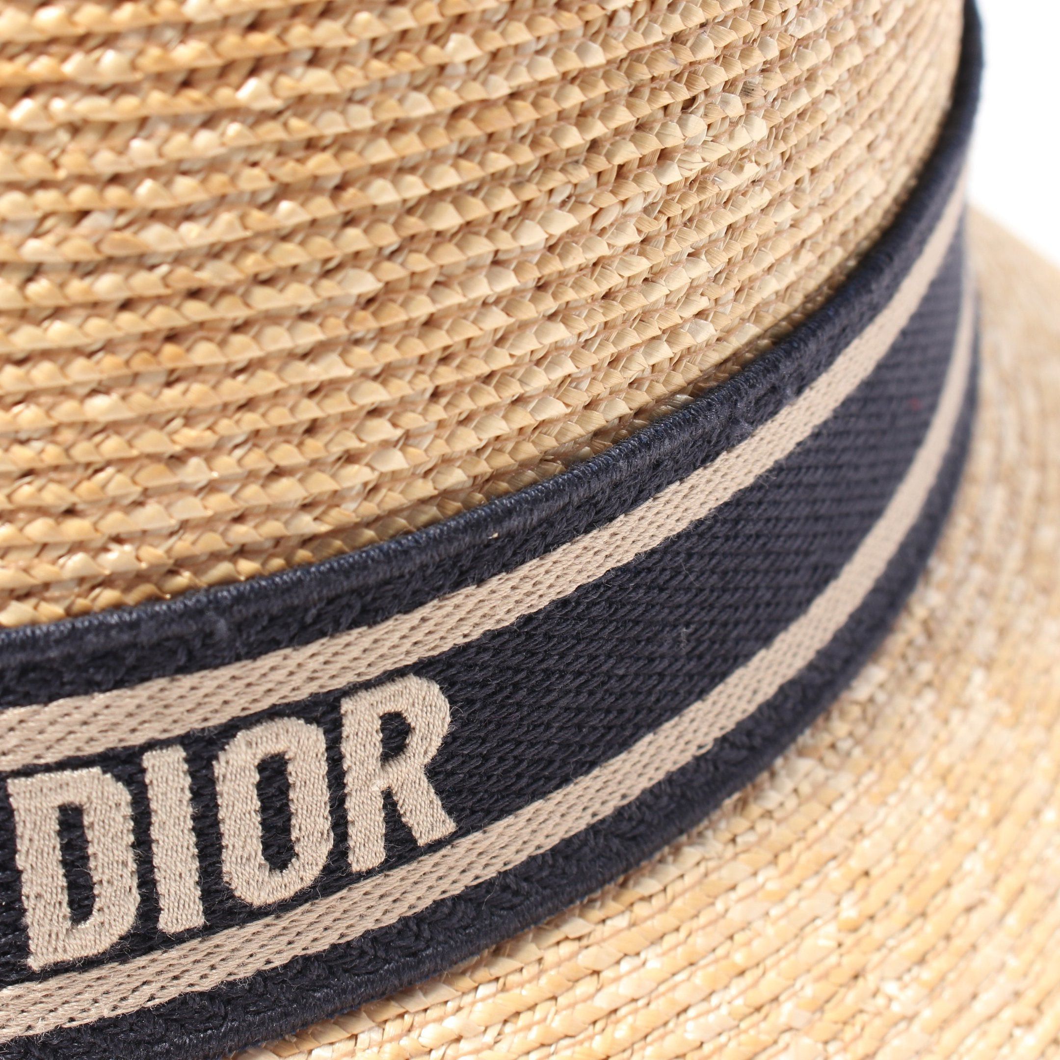 Dior Dior Dioresort Dio Resort Hat Straw Cotton Beige Navy Size ONE SIZE - 7 Thumbnail