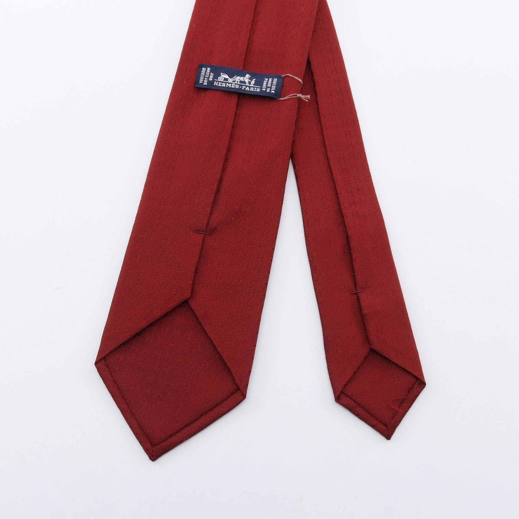 Hermes Hermes H Logo Tie Silk Red Brown Size ONE SIZE - 3 Thumbnail