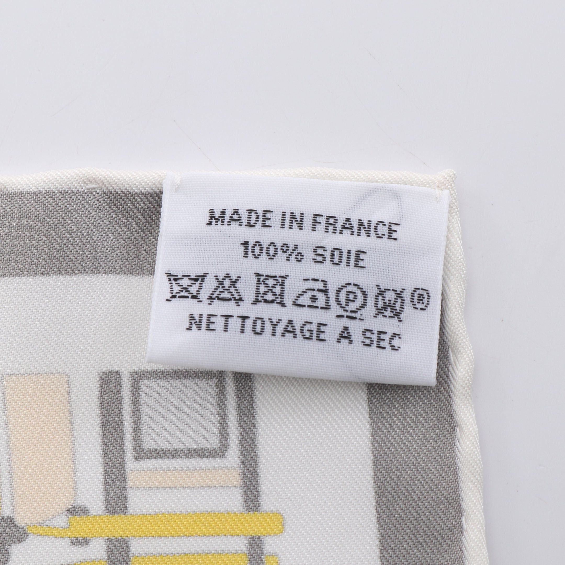 Hermes Hermes Carres 90 Complication Equestre Scarf Silk White Gray Yellow Size ONE SIZE - 3 Thumbnail