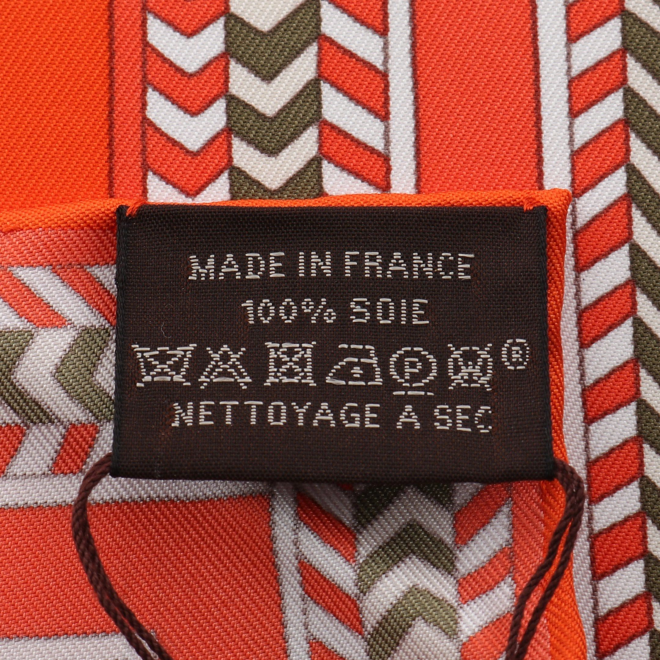 Hermes Hermes Carres 90 Selle Des Steppes Scarf Silk Orange Red Multicolor Size ONE SIZE - 3 Thumbnail