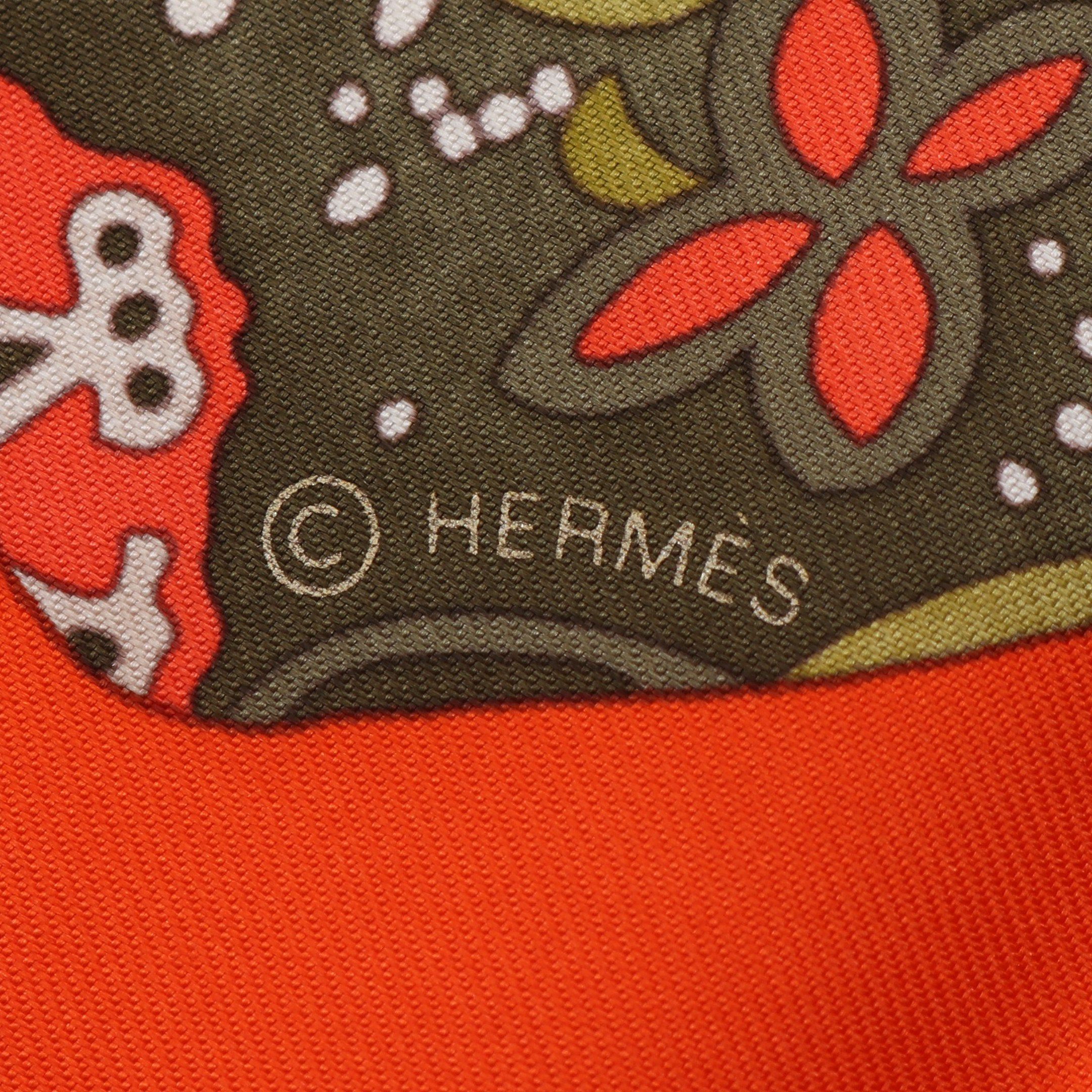 Hermes Hermes Carres 90 Selle Des Steppes Scarf Silk Orange Red Multicolor Size ONE SIZE - 2 Thumbnail