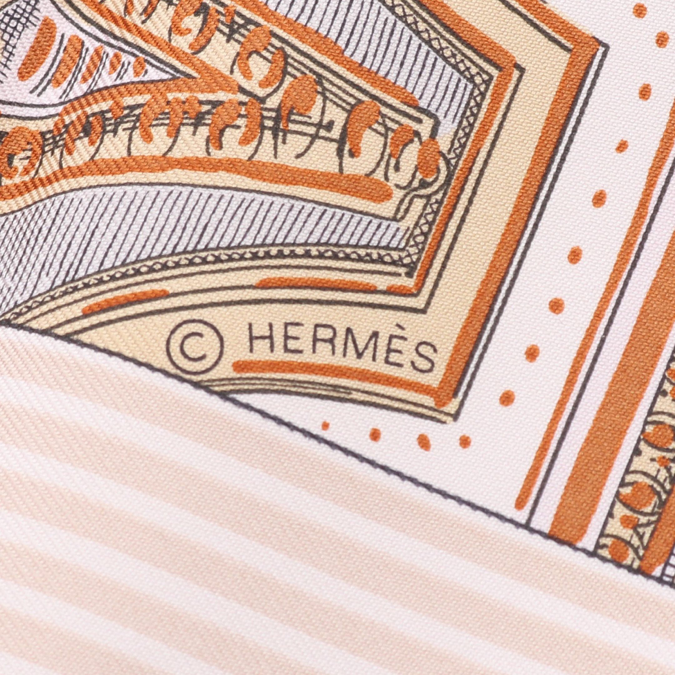 Hermes Hermes Carres 90 Grand Theatre Nouveau Scarf Silk Pink Gray Brown Multicolor Size ONE SIZE - 2 Thumbnail