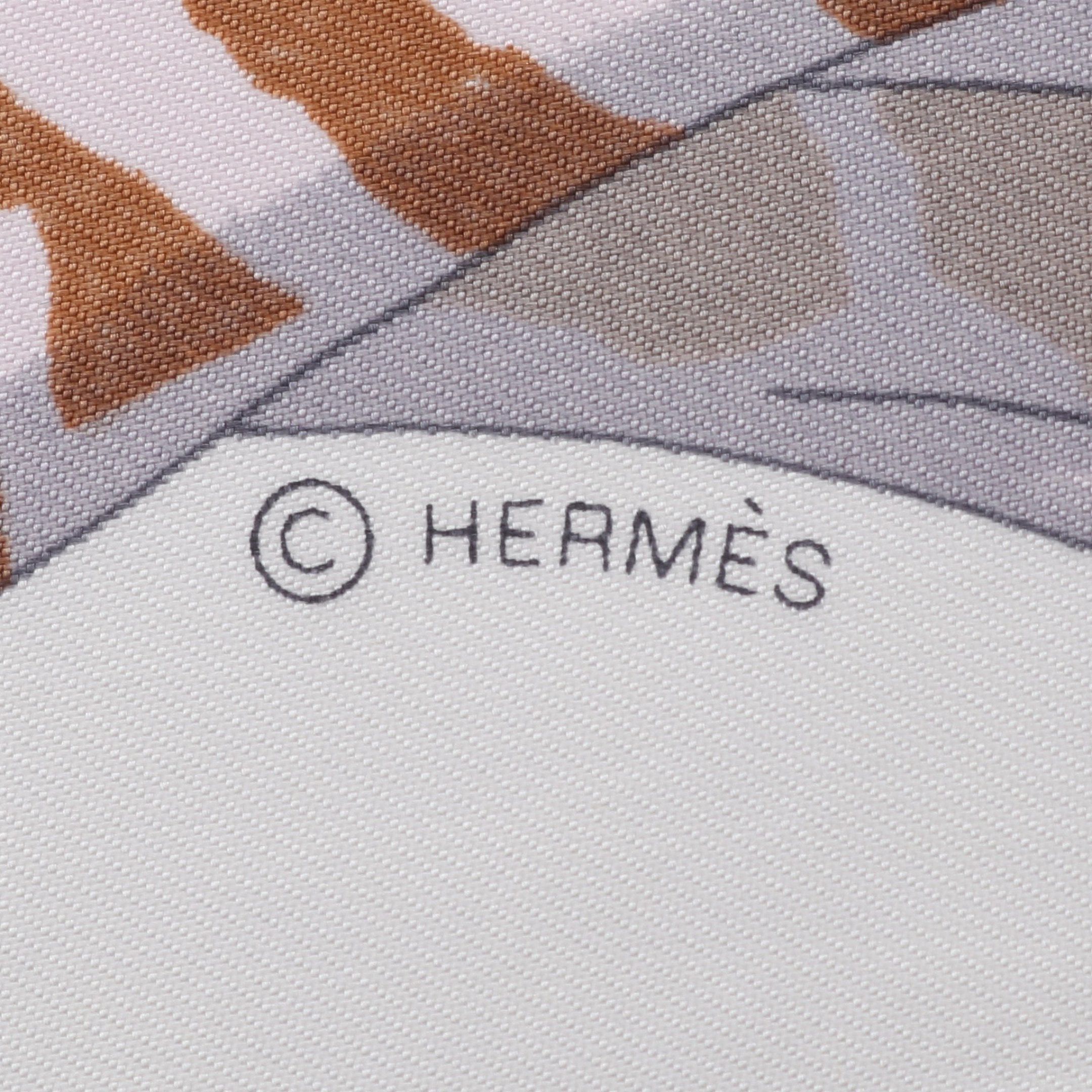 Hermes Hermes Carres 90 Hermes Story Scarf Silk White Coral Orange Multicolor Size ONE SIZE - 2 Thumbnail