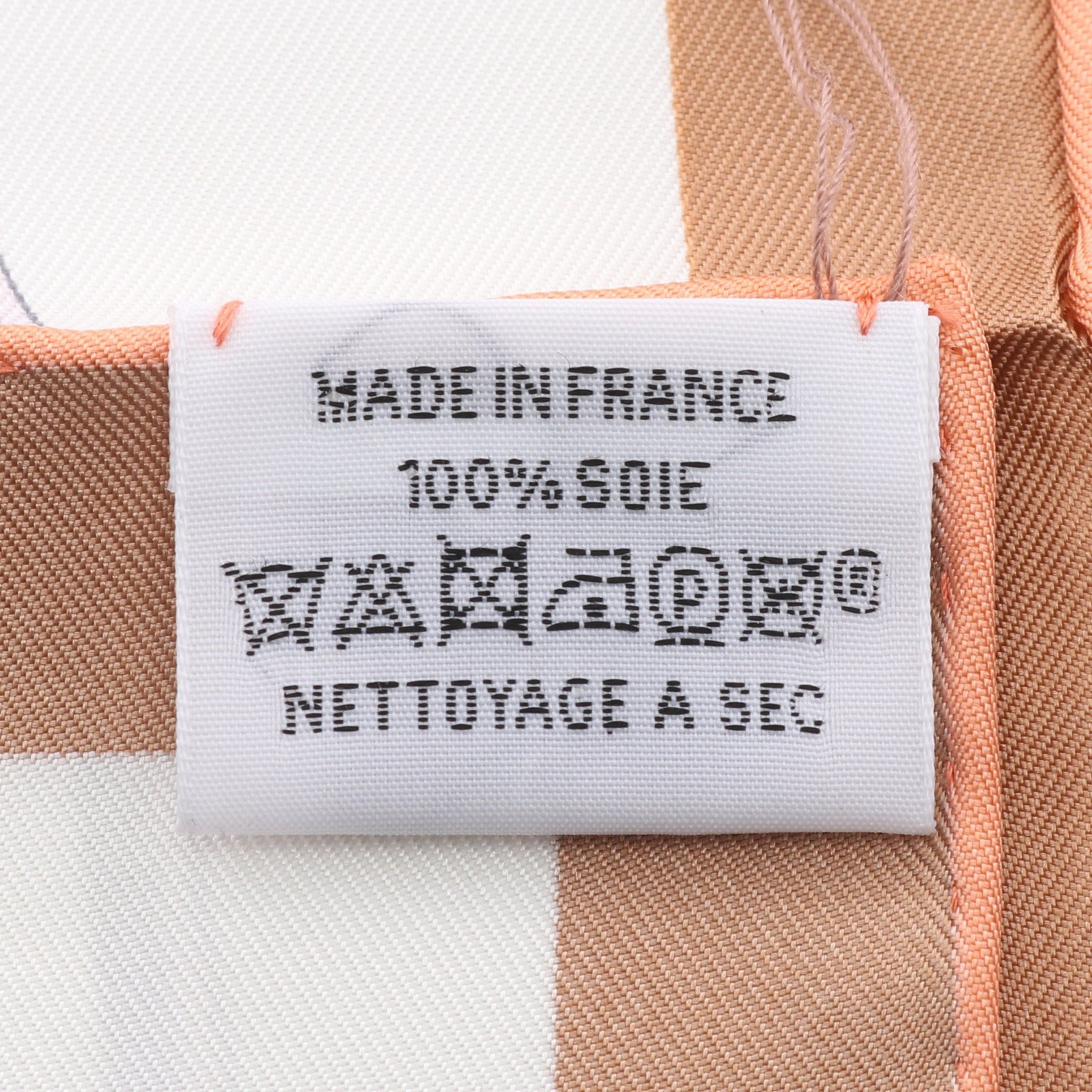 Hermes Hermes Carres 90 Hermes Story Scarf Silk White Coral Orange Multicolor Size ONE SIZE - 3 Thumbnail