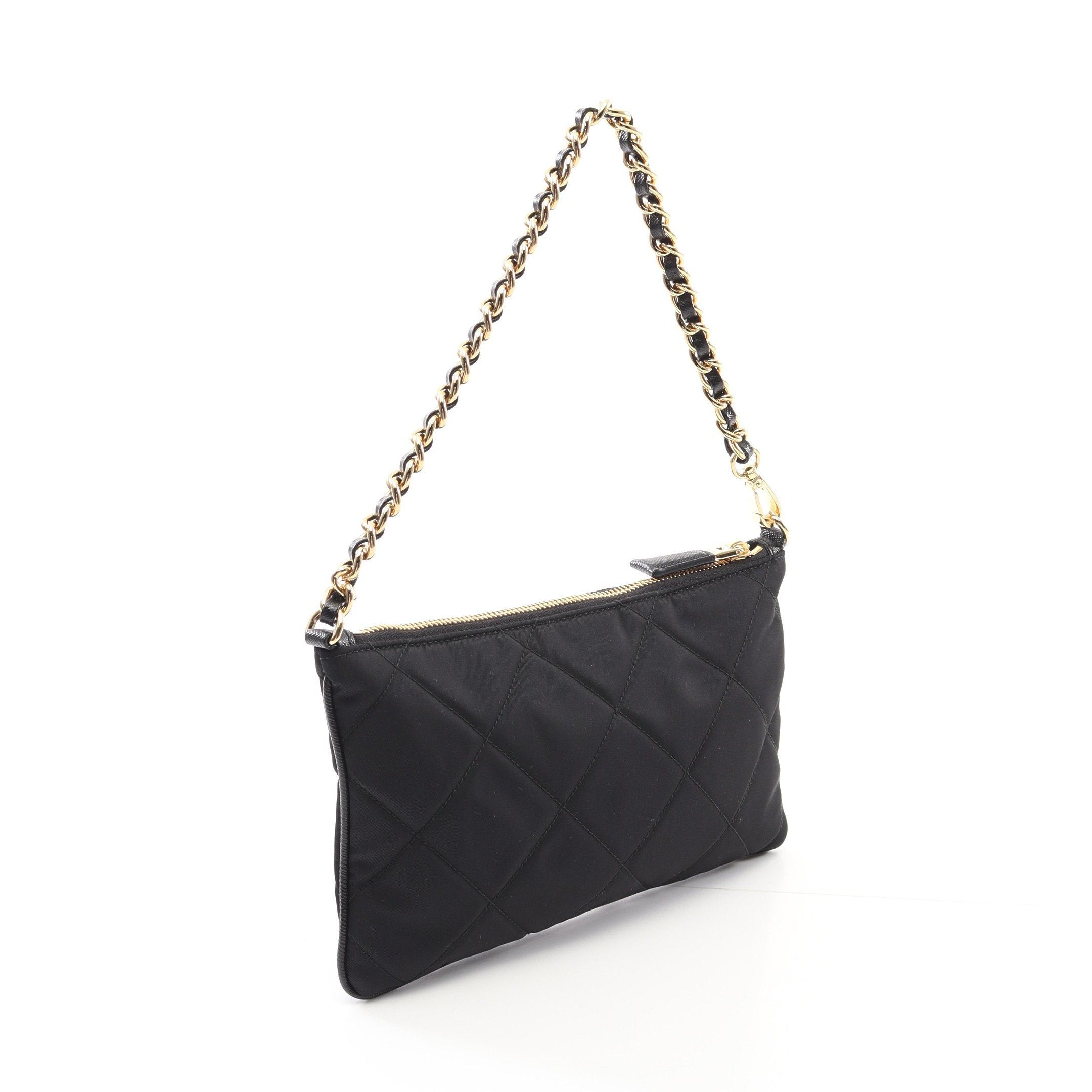 Prada Prada Re-Nylon Chain Handbag Nylon Saffiano Leather Black Size ONE SIZE - 2 Thumbnail