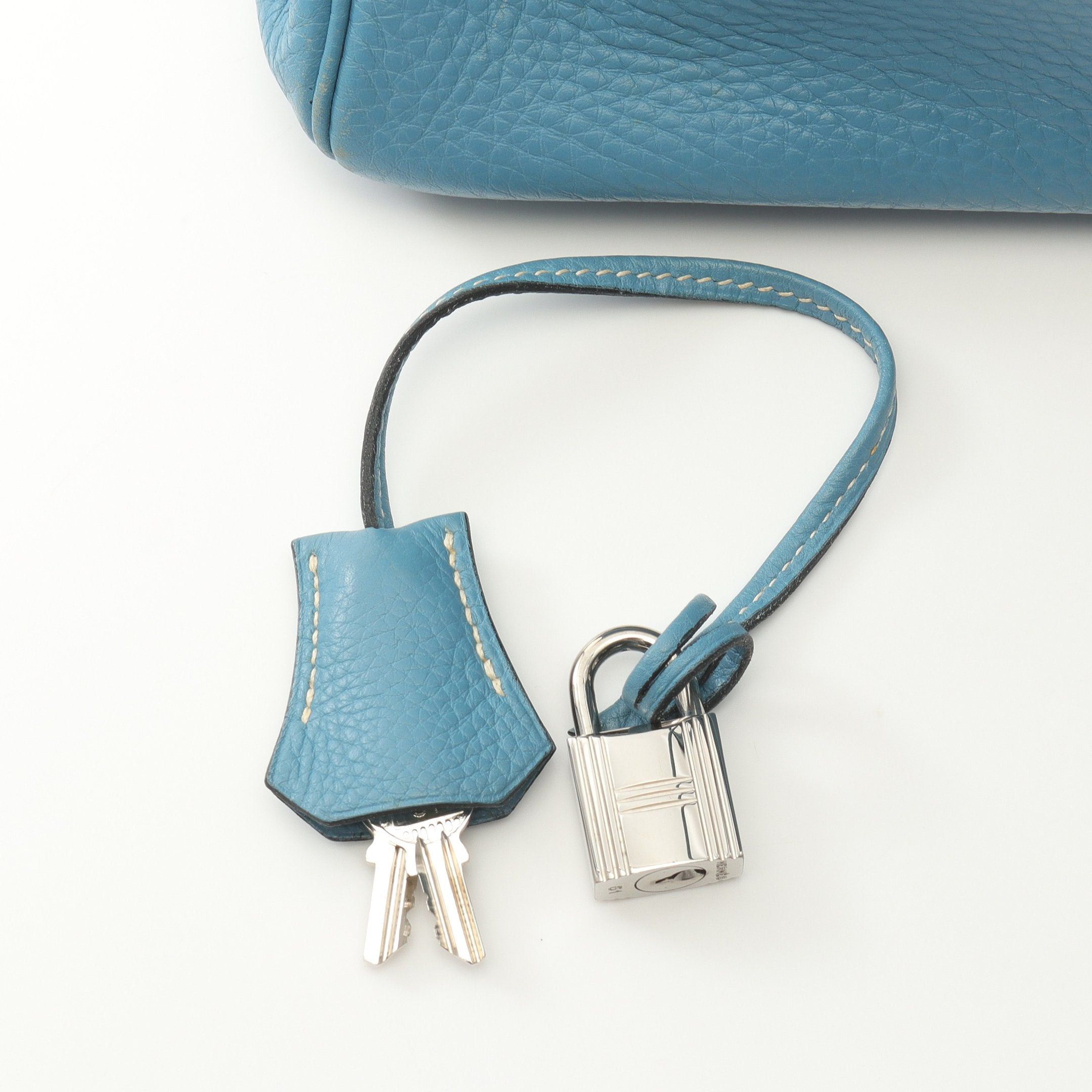 Hermes Hermes Birkin 35 Blue Jean Handbag Clemence Leather Light Silver Hardware Stamp Size ONE SIZE - 6 Thumbnail