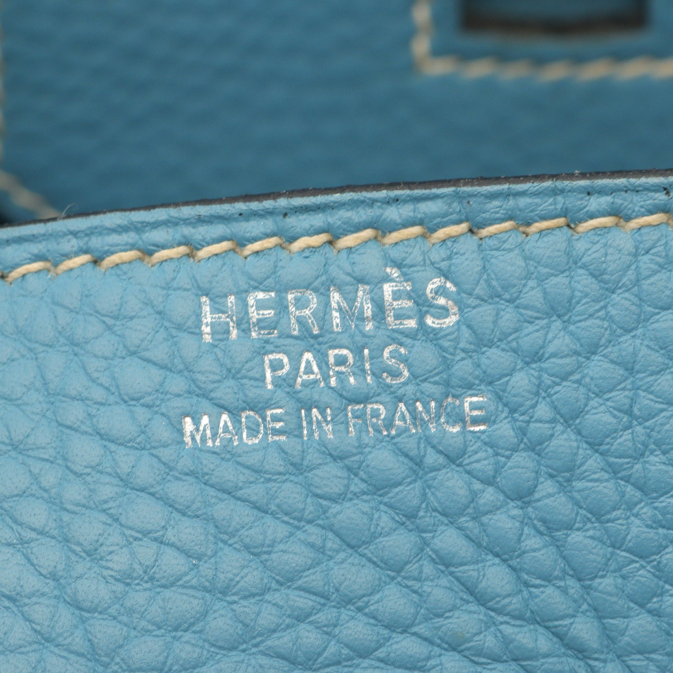 Hermes Hermes Birkin 35 Blue Jean Handbag Clemence Leather Light Silver Hardware Stamp Size ONE SIZE - 4 Thumbnail
