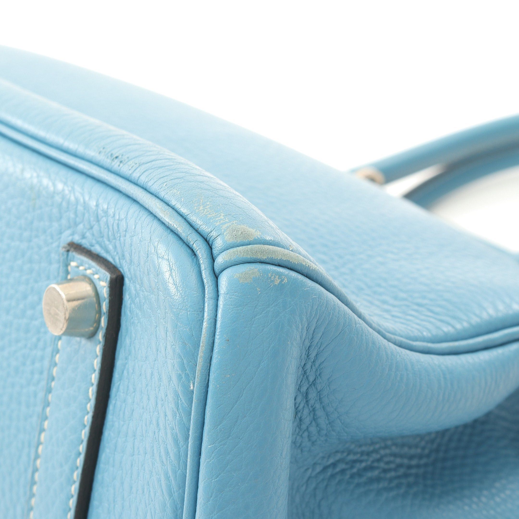 Hermes Hermes Birkin 35 Blue Jean Handbag Clemence Leather Light Silver Hardware Stamp Size ONE SIZE - 15 Thumbnail