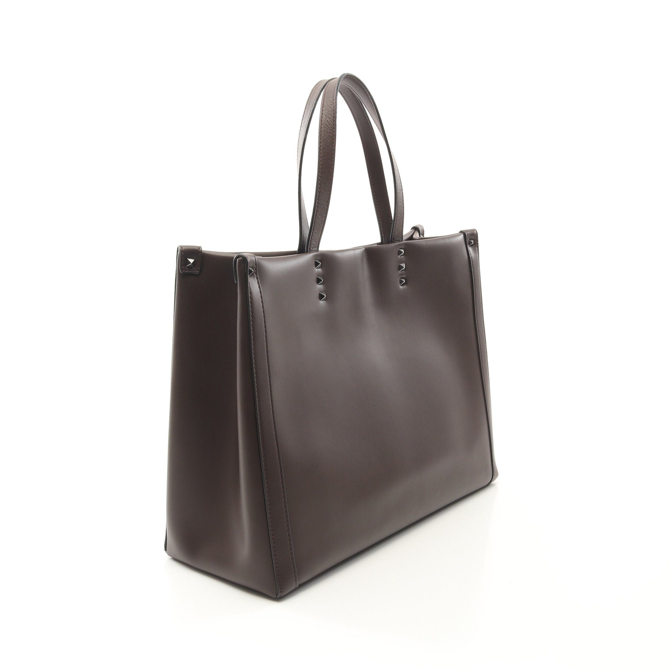 Valentino Valentino Vltn Logo Handbag Tote Bag Leather Brown Size ONE SIZE - 2 Thumbnail