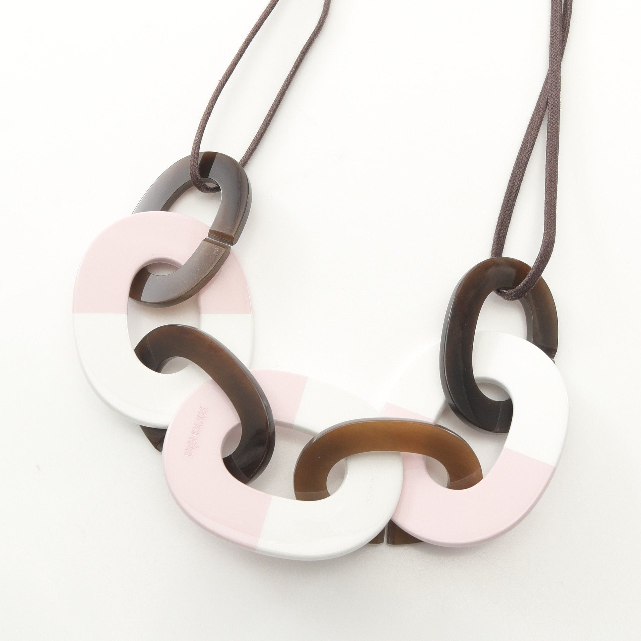 Hermes Hermes Calamba Necklace Buffalo Horn Leather Pink White Size ONE SIZE - 2 Thumbnail