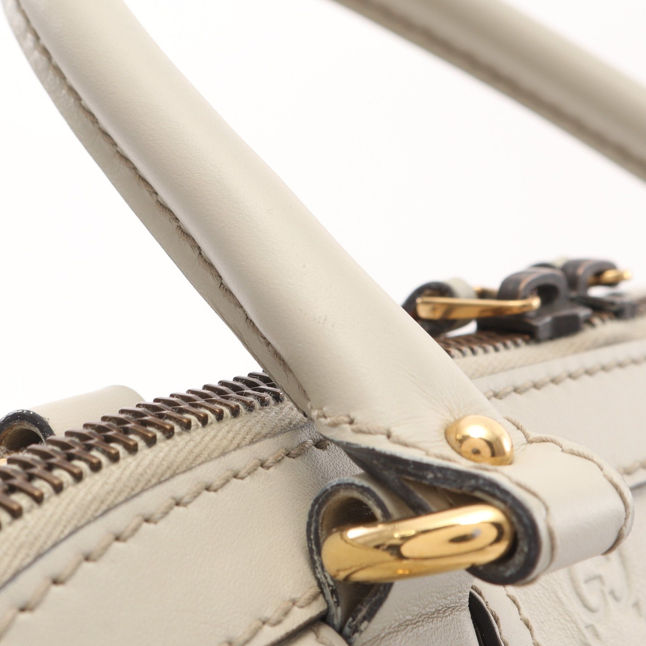 Gucci Gucci Scarlet Gucci Sima Handbag Leather Ivory Size ONE SIZE - 8 Thumbnail