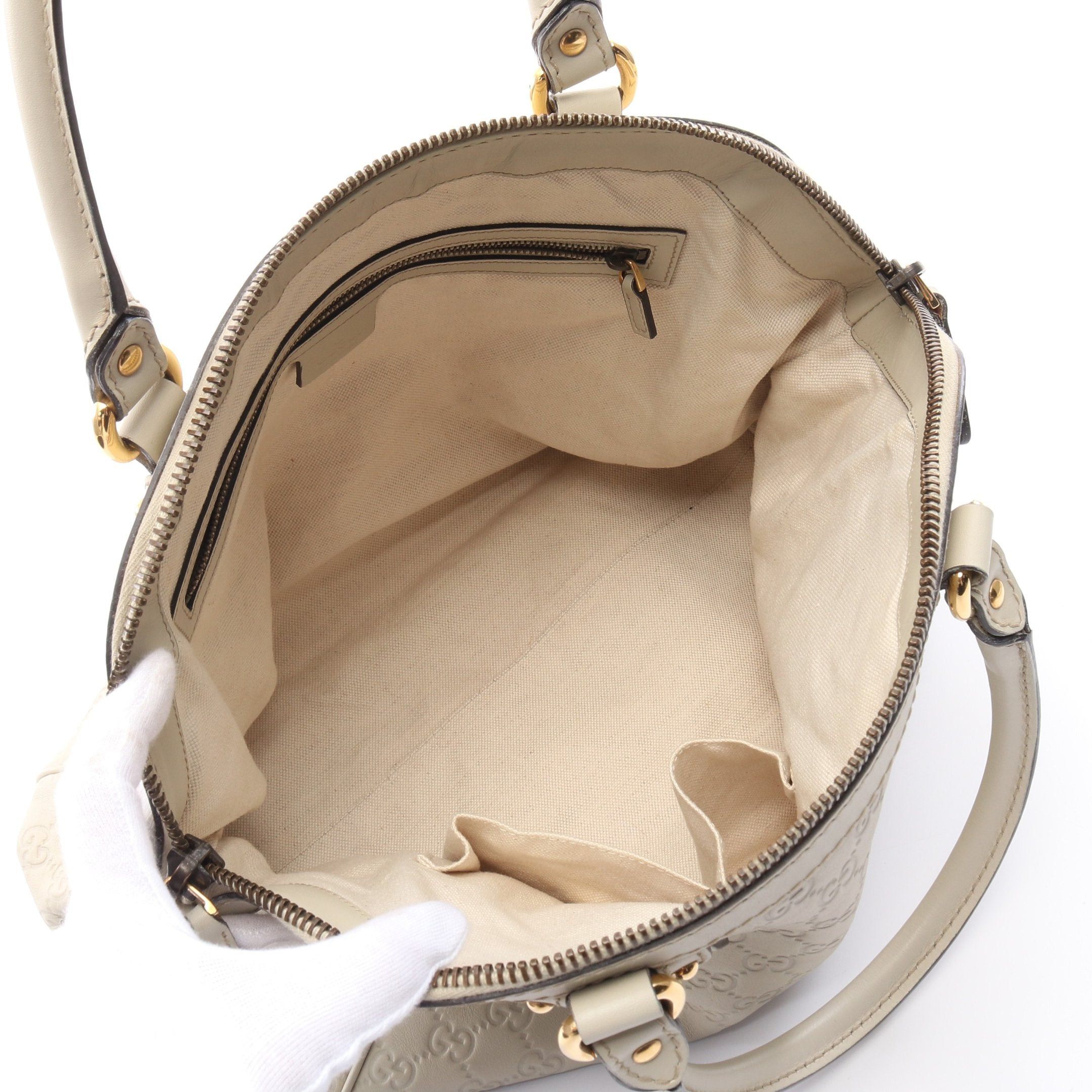 Gucci Gucci Scarlet Gucci Sima Handbag Leather Ivory Size ONE SIZE - 3 Thumbnail