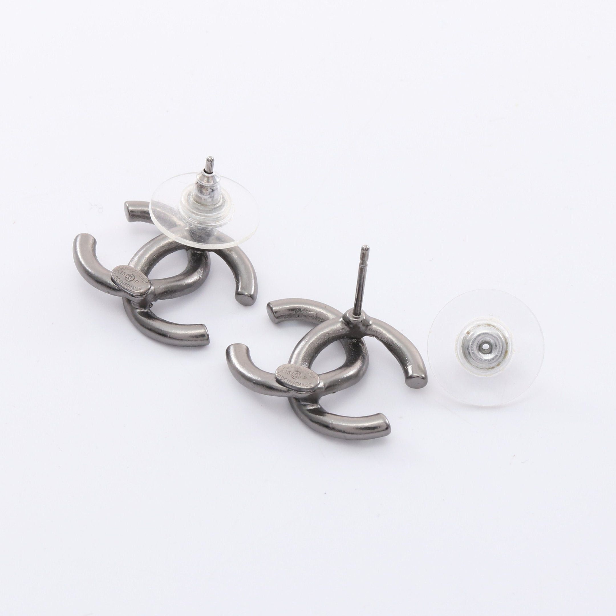 Chanel Chanel Coco Mark Earrings Rhinestone Silver Clear A15P Size ONE SIZE - 2 Thumbnail