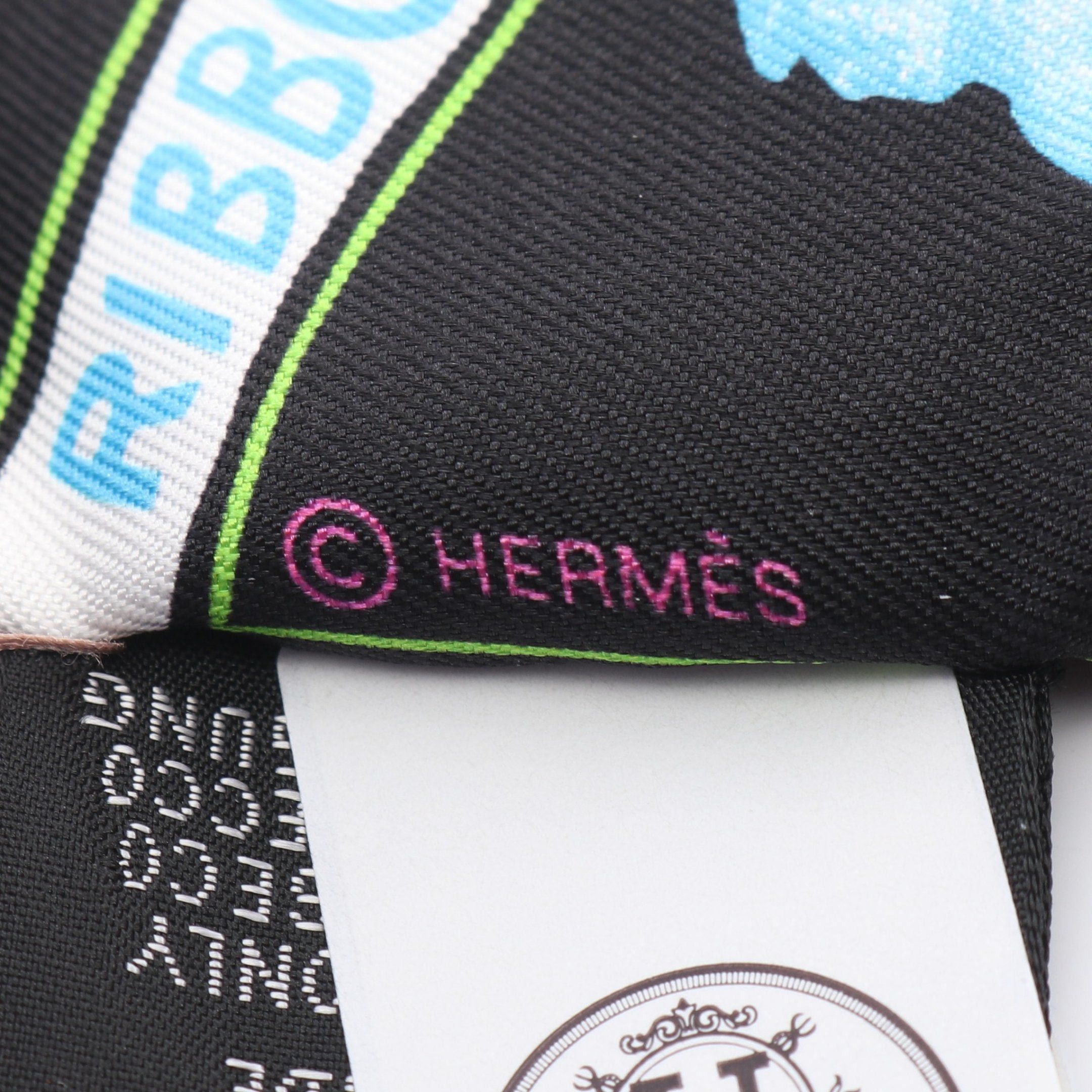 Hermes Hermes Twilly Funny Ice Cream Ribbon Scarf Silk Black Multicolor Size ONE SIZE - 2 Thumbnail