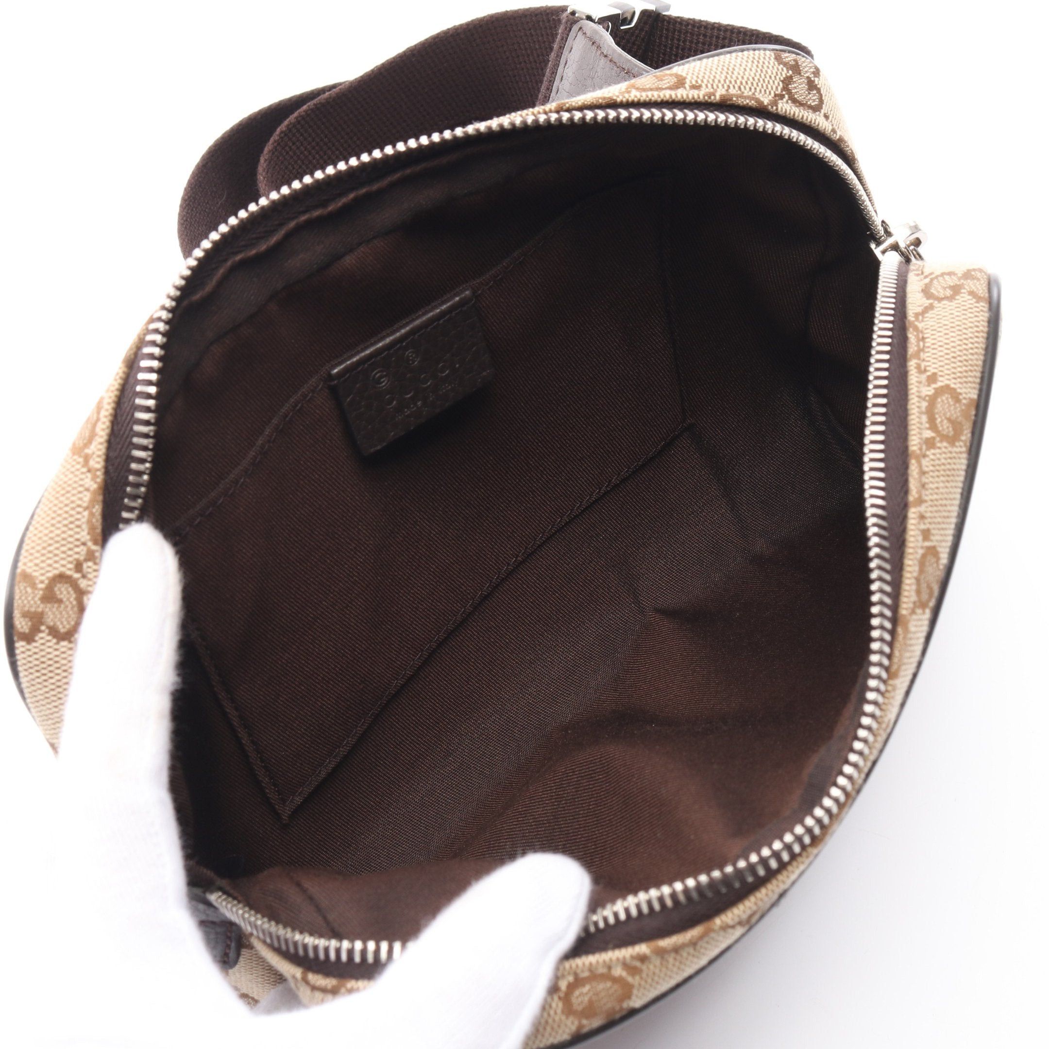 Gucci Gucci Gg Canvas Body Bag Waist Leather Beige Dark Brown Size ONE SIZE - 3 Thumbnail