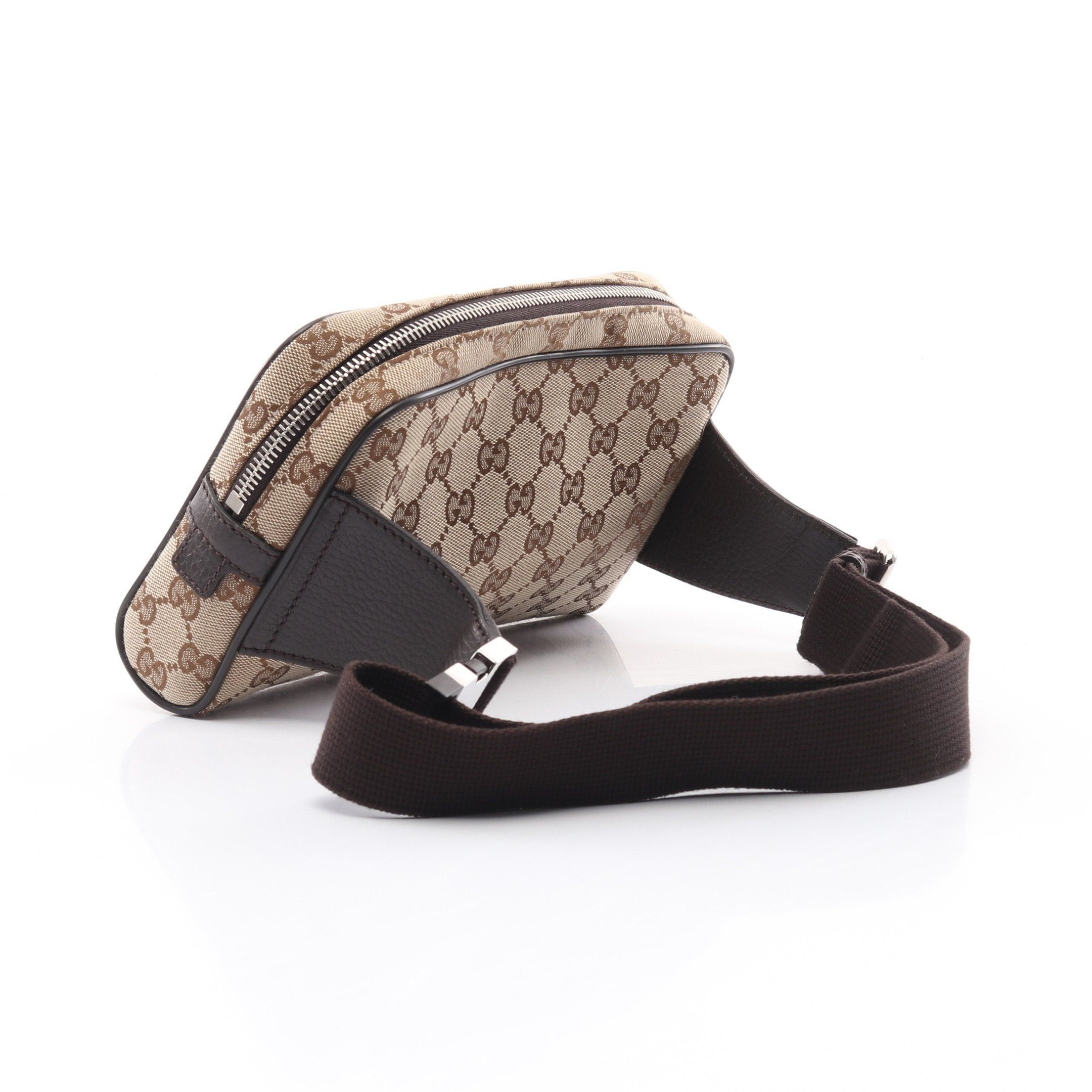 Gucci Gucci Gg Canvas Body Bag Waist Leather Beige Dark Brown Size ONE SIZE - 2 Thumbnail