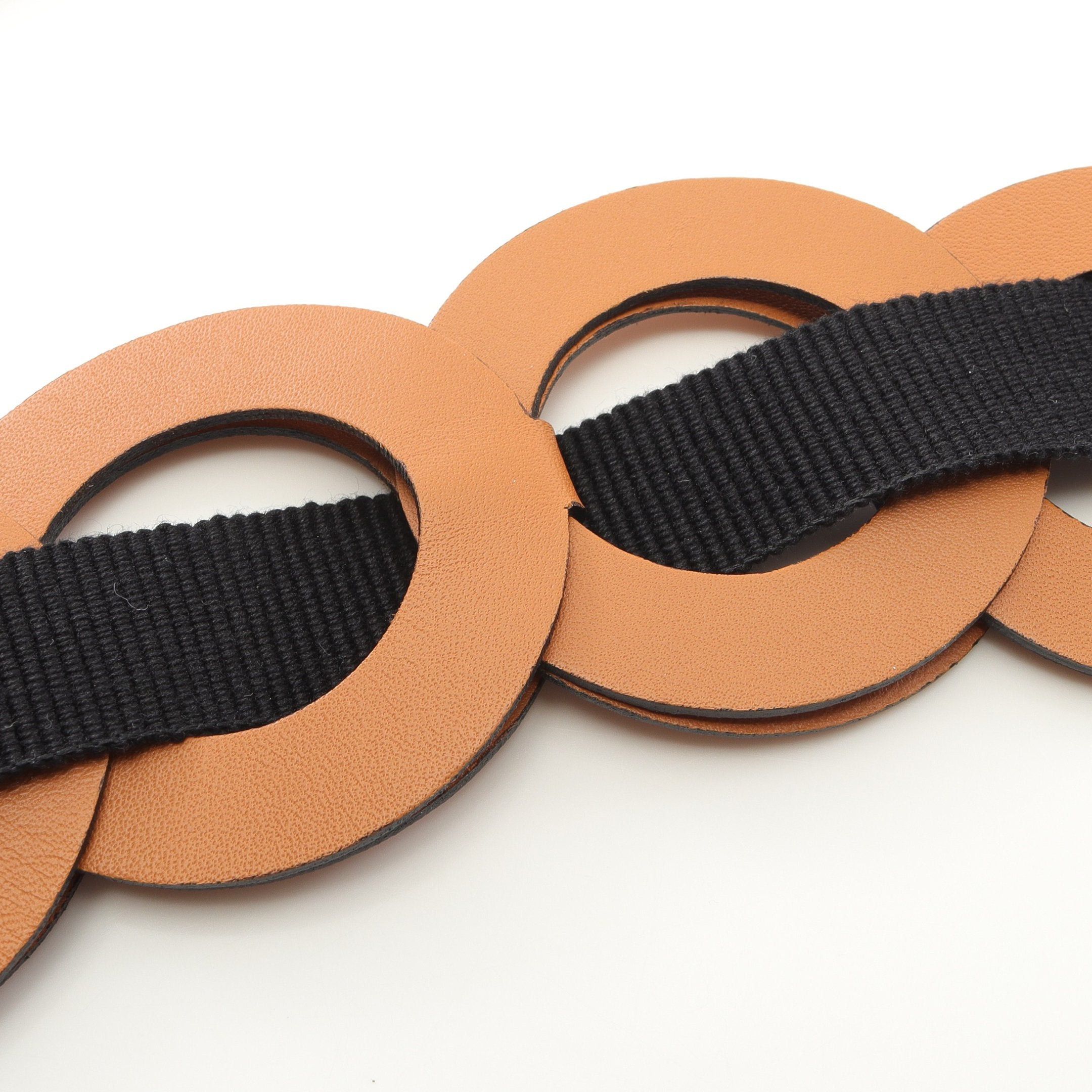 Loewe Loewe Belt Circle Leather Canvas Brown Black Size ONE SIZE - 7 Thumbnail
