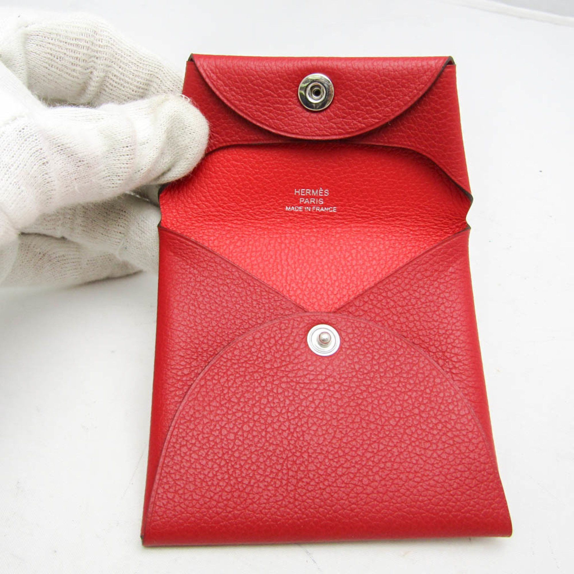 Hermes Hermes Bastia Women's Leather Coin Purse/coin Case Red Color Size ONE SIZE - 3 Thumbnail