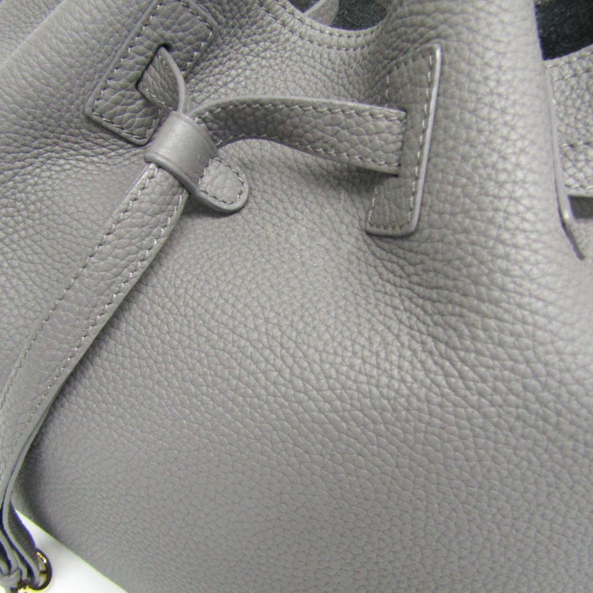 Salvatore Ferragamo Salvatore Ferragamo Drawstring Bag AU-21 G586 Women's Leather Shoulder Bag Gray Size ONE SIZE - 6 Thumbnail