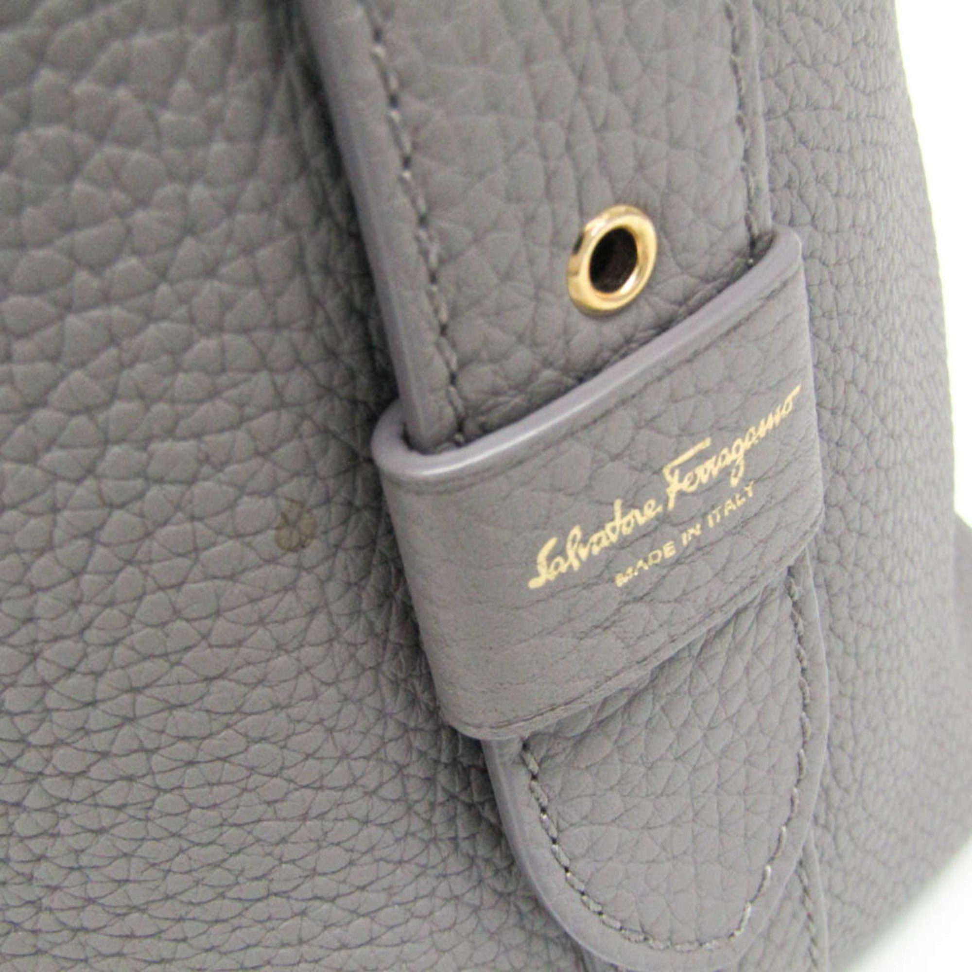 Salvatore Ferragamo Salvatore Ferragamo Drawstring Bag AU-21 G586 Women's Leather Shoulder Bag Gray Size ONE SIZE - 10 Thumbnail