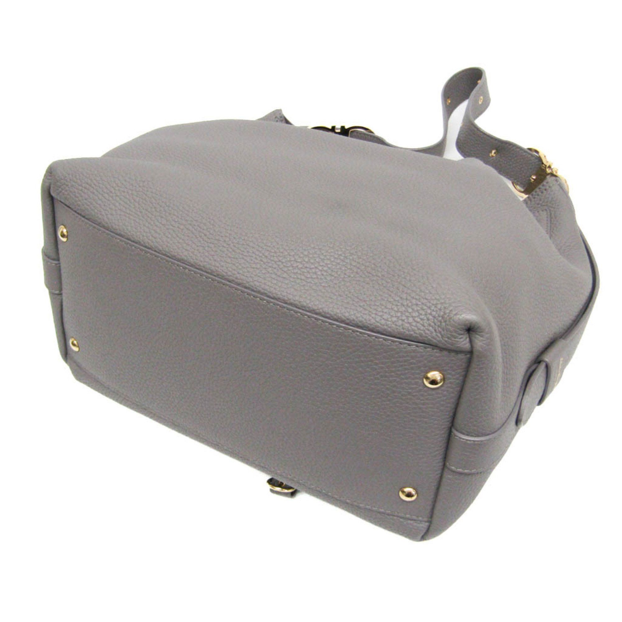 Salvatore Ferragamo Salvatore Ferragamo Drawstring Bag AU-21 G586 Women's Leather Shoulder Bag Gray Size ONE SIZE - 3 Thumbnail