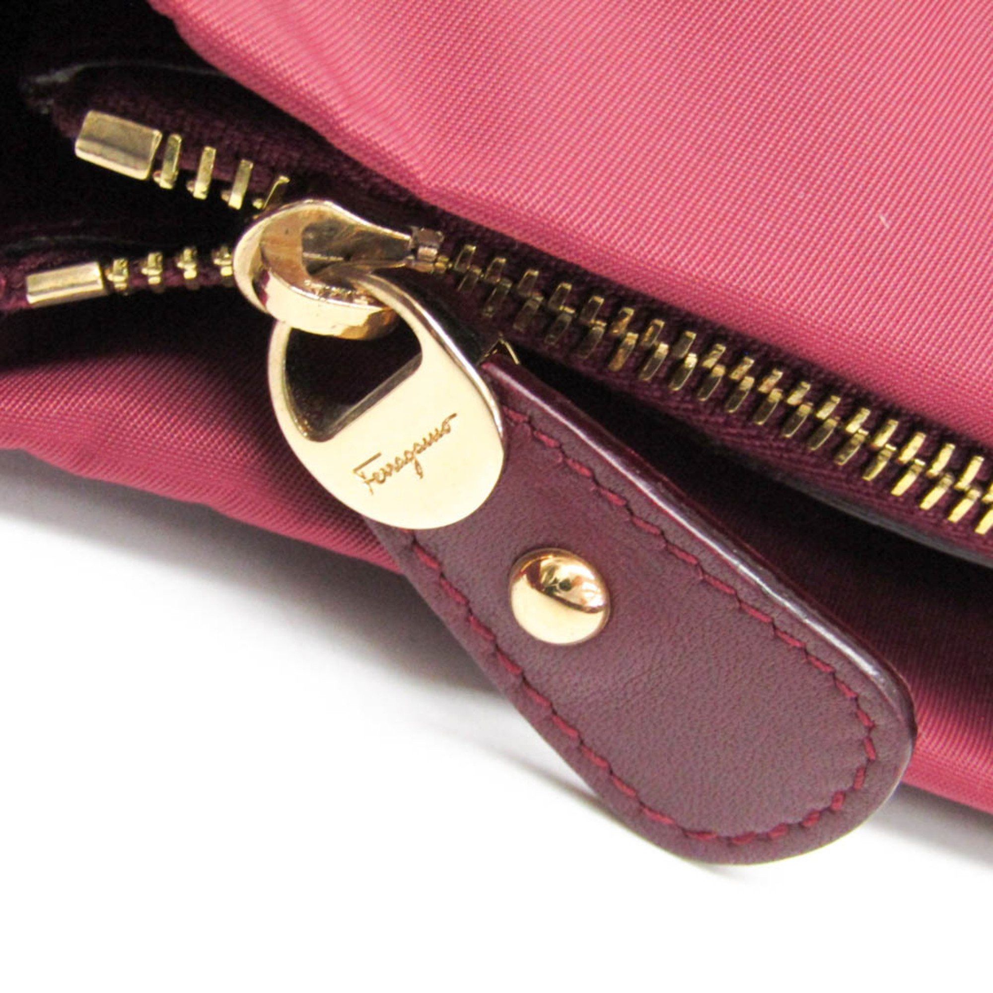 Salvatore Ferragamo Salvatore Ferragamo Vara AU-21 D337 Women's Nylon,Leather Shoulder Bag Bordeaux Size ONE SIZE - 10 Thumbnail