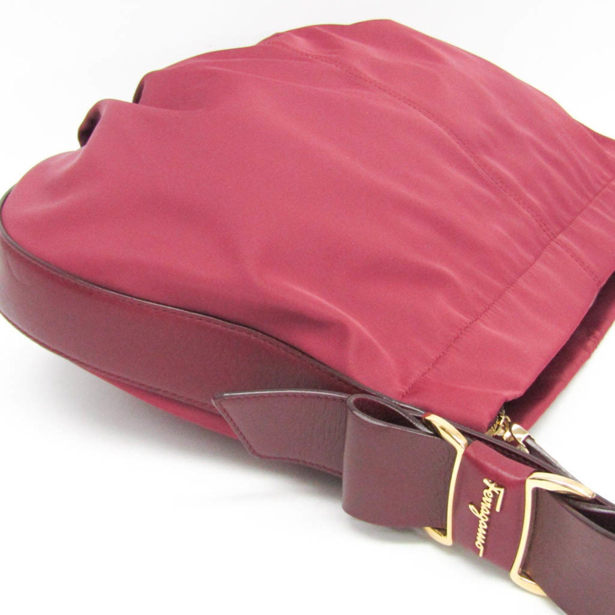 Salvatore Ferragamo Salvatore Ferragamo Vara AU-21 D337 Women's Nylon,Leather Shoulder Bag Bordeaux Size ONE SIZE - 7 Thumbnail