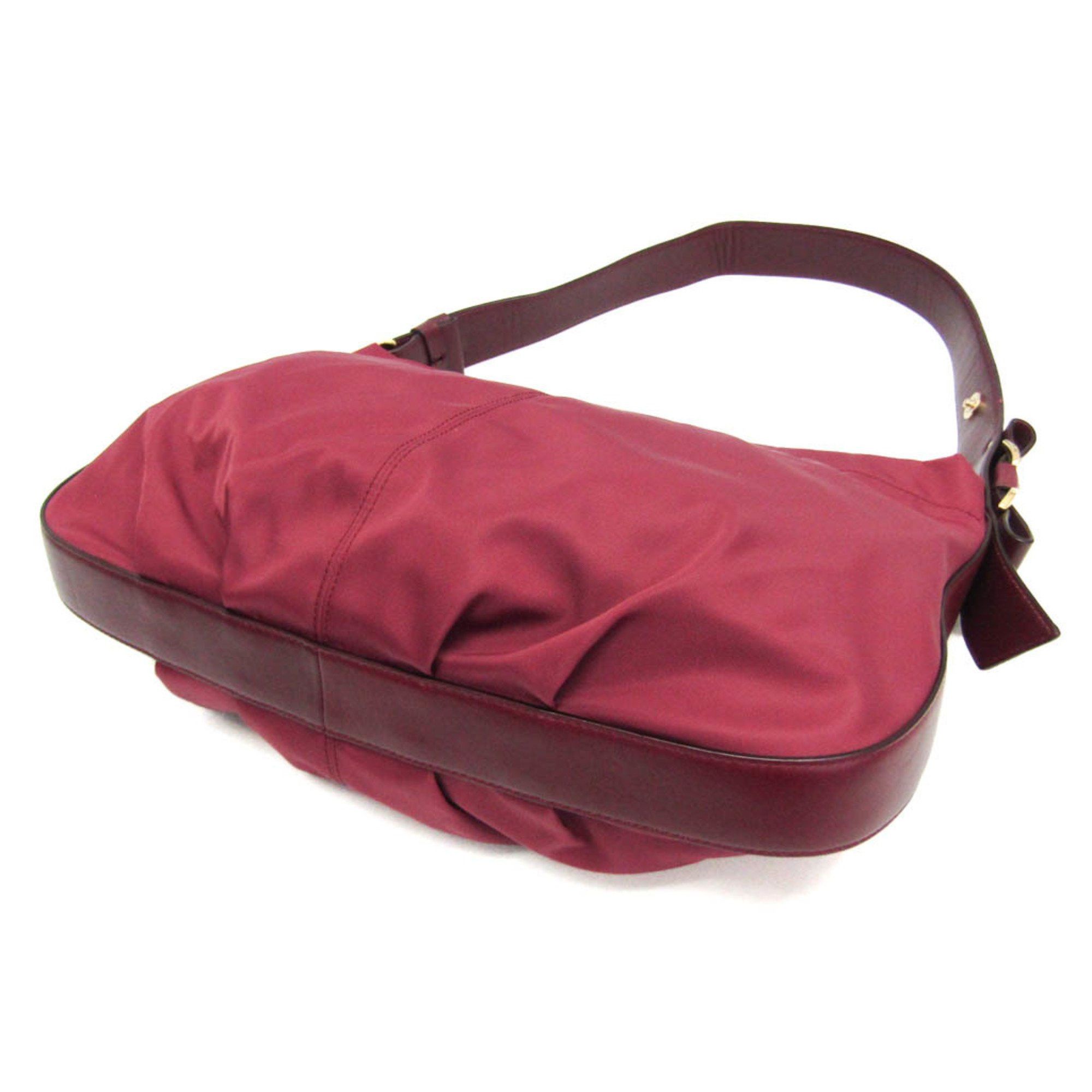 Salvatore Ferragamo Salvatore Ferragamo Vara AU-21 D337 Women's Nylon,Leather Shoulder Bag Bordeaux Size ONE SIZE - 3 Thumbnail