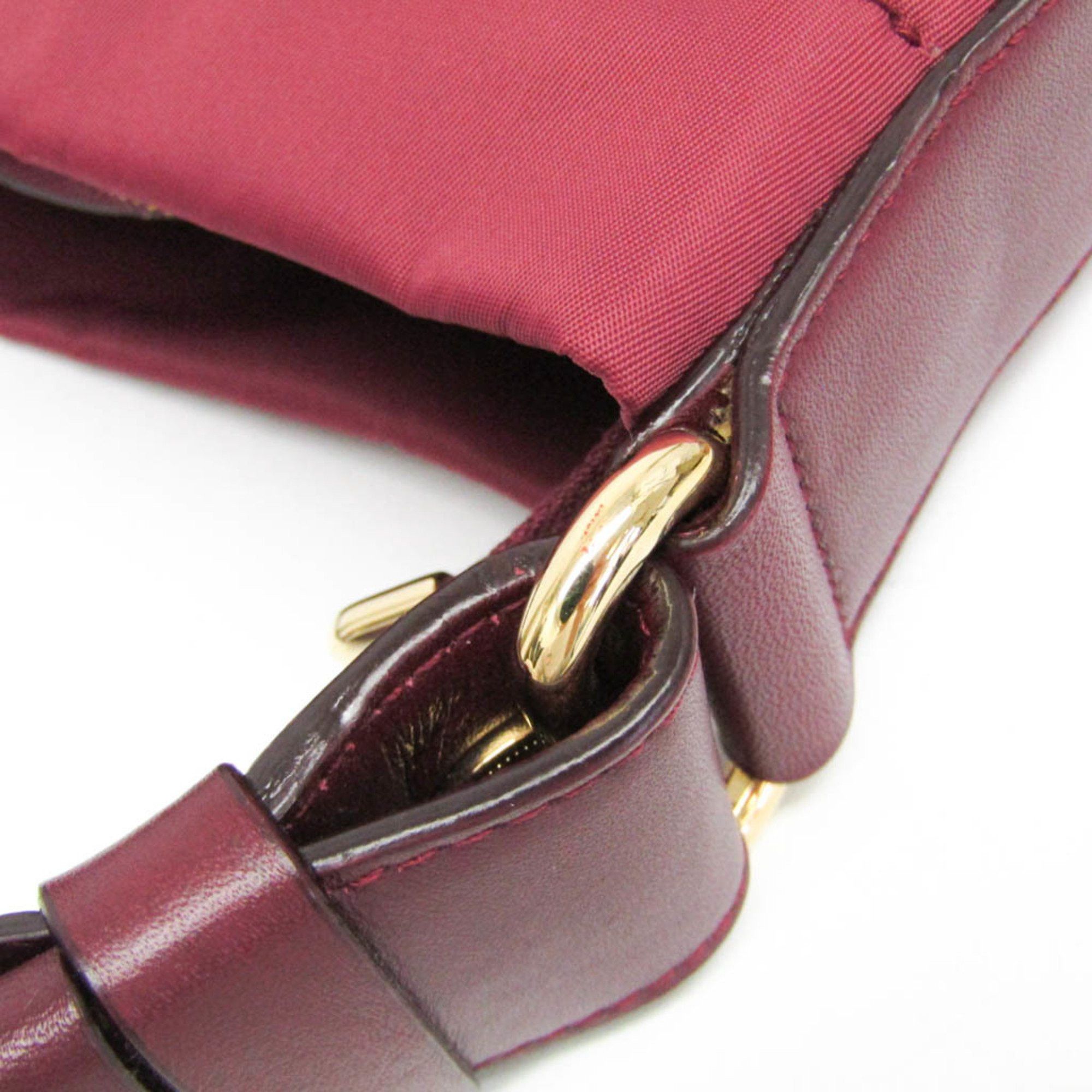 Salvatore Ferragamo Salvatore Ferragamo Vara AU-21 D337 Women's Nylon,Leather Shoulder Bag Bordeaux Size ONE SIZE - 8 Thumbnail