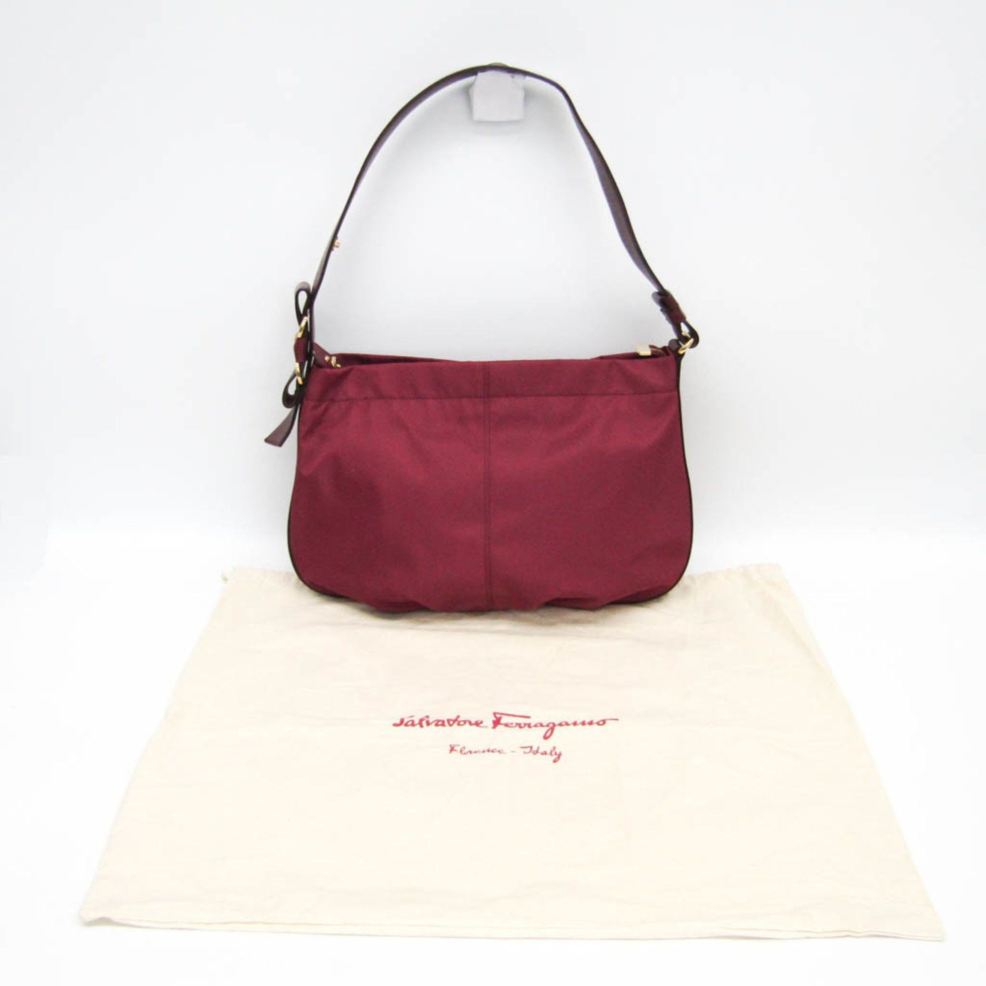 Salvatore Ferragamo Salvatore Ferragamo Vara AU-21 D337 Women's Nylon,Leather Shoulder Bag Bordeaux Size ONE SIZE - 2 Thumbnail