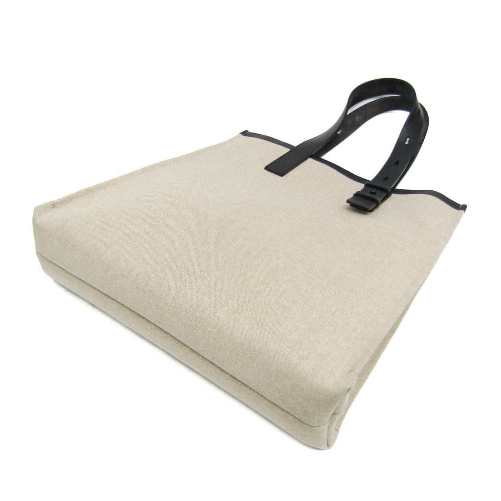 Salvatore Ferragamo Salvatore Ferragamo Logo GG-241297 Women,Men Leather,Fabric Tote Bag Beige,Black Size ONE SIZE - 3 Thumbnail