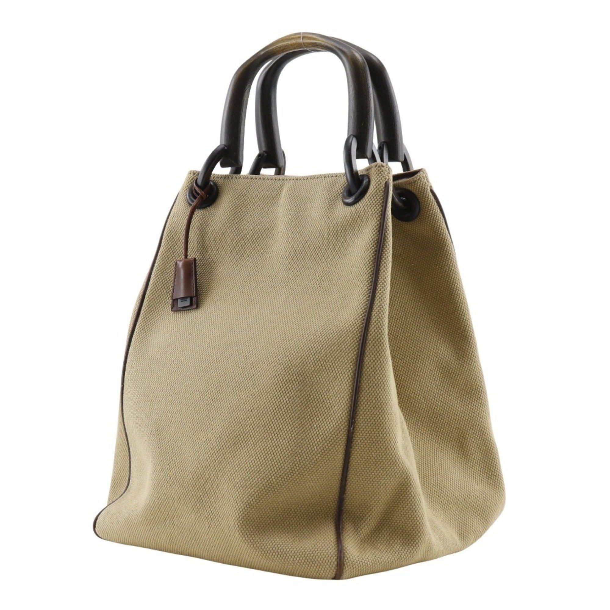 Gucci GUCCI Wood Handle Handbag 106493 Canvas Beige A5 handle Women's Size ONE SIZE - 2 Thumbnail