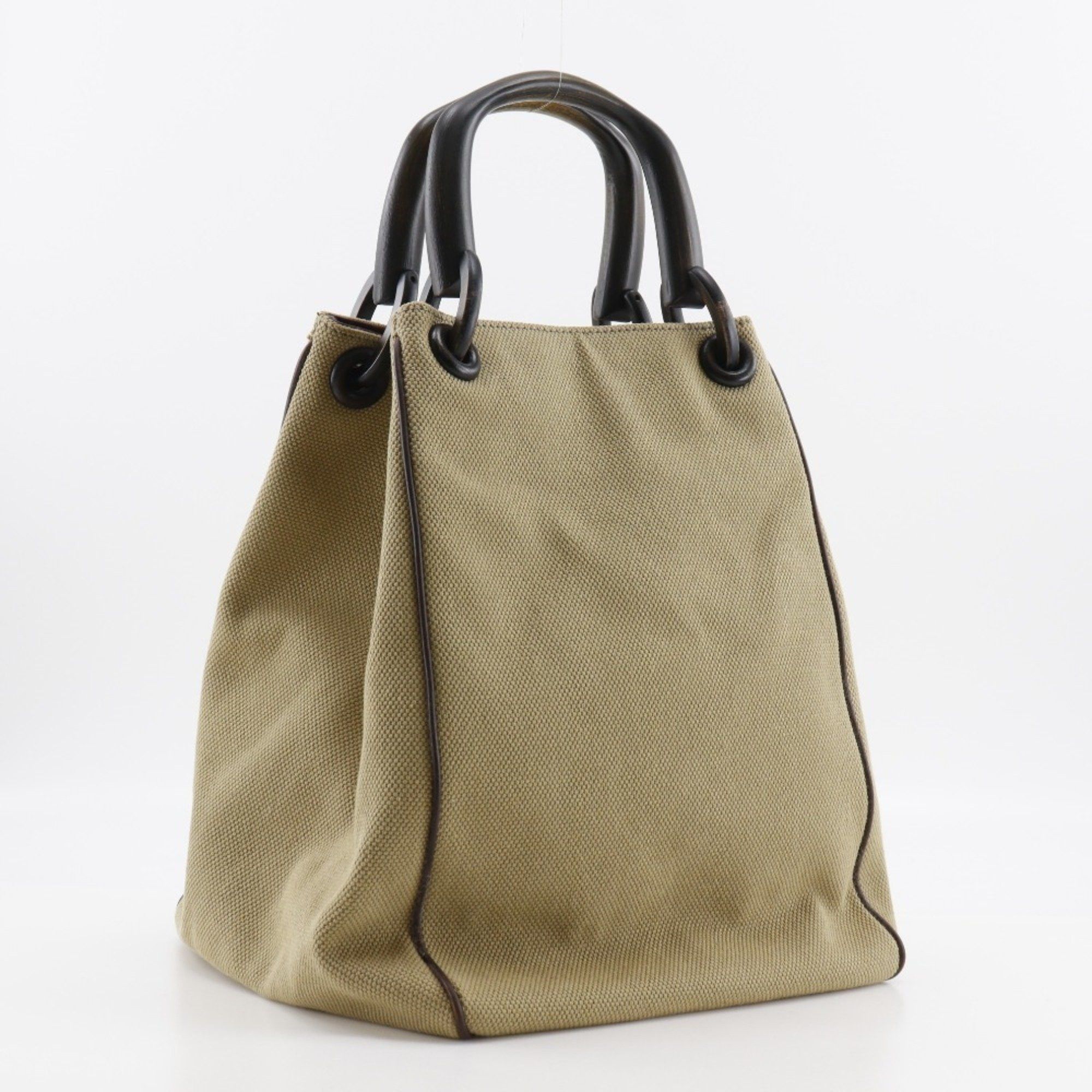 Gucci GUCCI Wood Handle Handbag 106493 Canvas Beige A5 handle Women's Size ONE SIZE - 3 Thumbnail