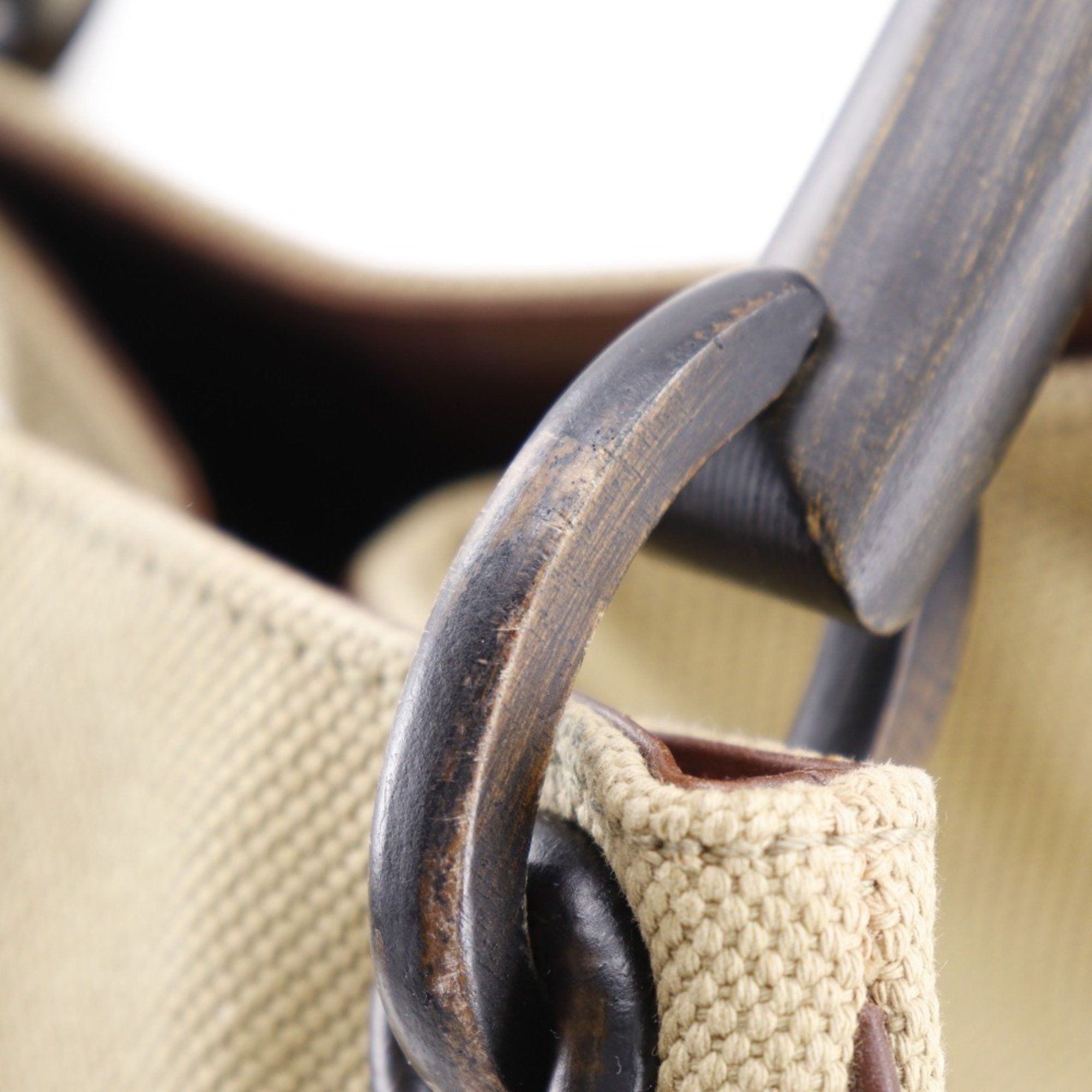 Gucci GUCCI Wood Handle Handbag 106493 Canvas Beige A5 handle Women's Size ONE SIZE - 10 Thumbnail
