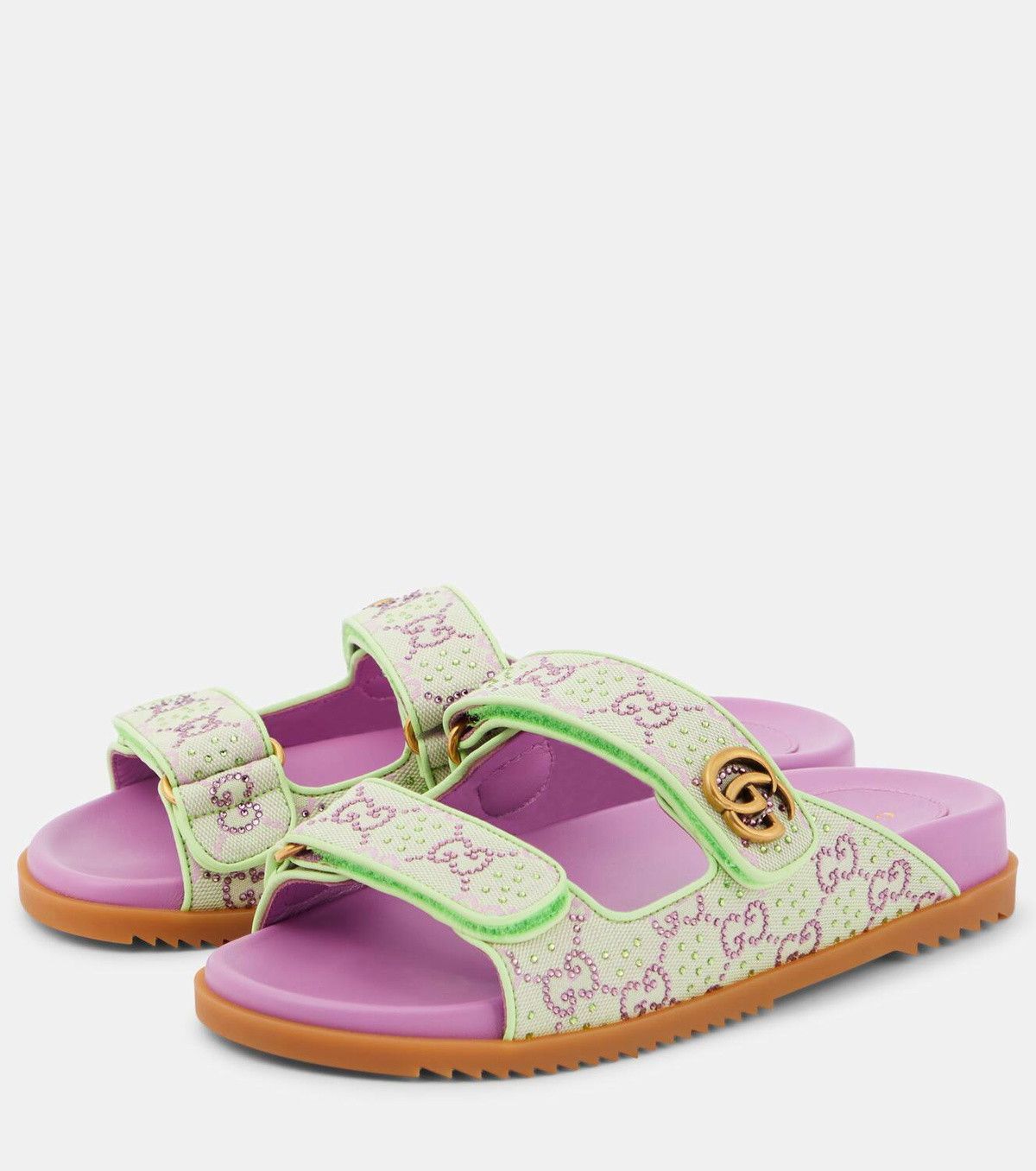 Gucci GG canvas crystal-embellished sandals Size US 7 / IT 37 - 2 Thumbnail