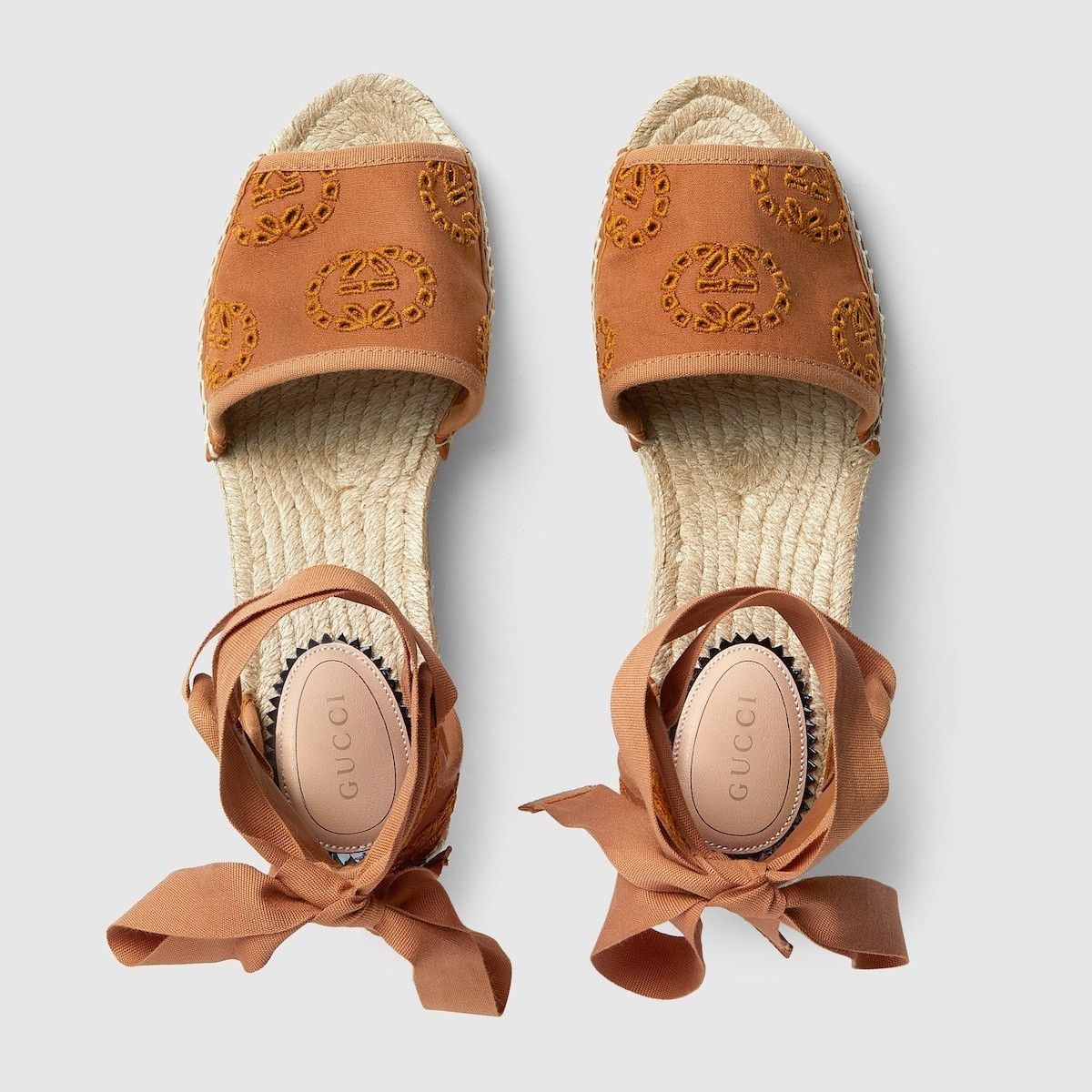 Gucci women's interlocking G espadrille brown Size US 7 / IT 37 - 5 Thumbnail