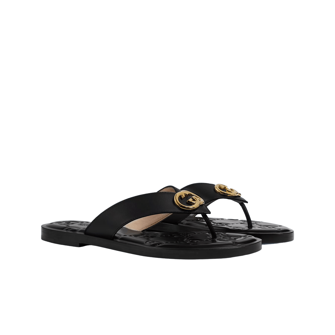 Gucci gucci black interlocking g flat sandals Size US 6 / IT 36 - 2 Thumbnail
