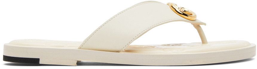 Gucci gucci off-white interlocking g flat sandals Size US 12 / IT 42 - 2 Thumbnail