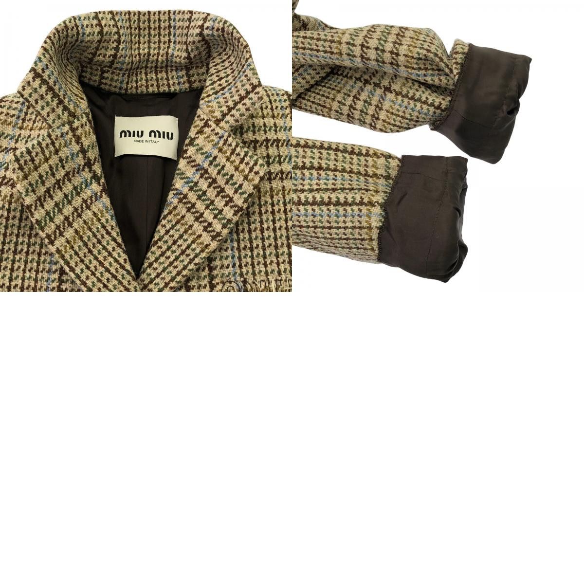 Miu Miu Miu Miu Miu Miu Wool Coat Leather Outerwear Size ONE SIZE - 10 Thumbnail