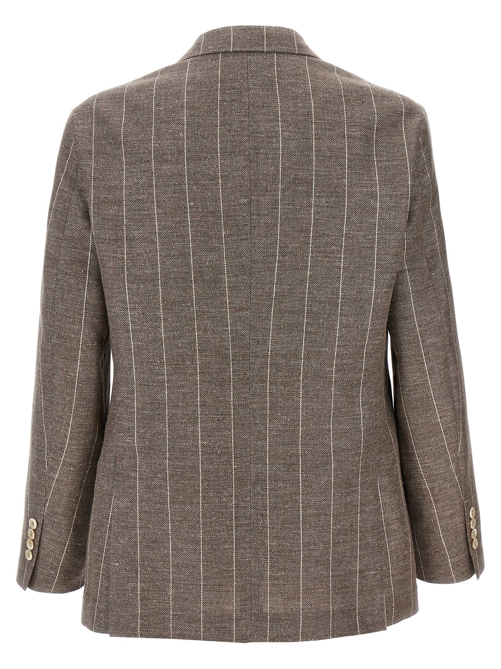 Brunello Cucinelli Pinstriped Deconstructed Blazer Size 52R - 2 Thumbnail