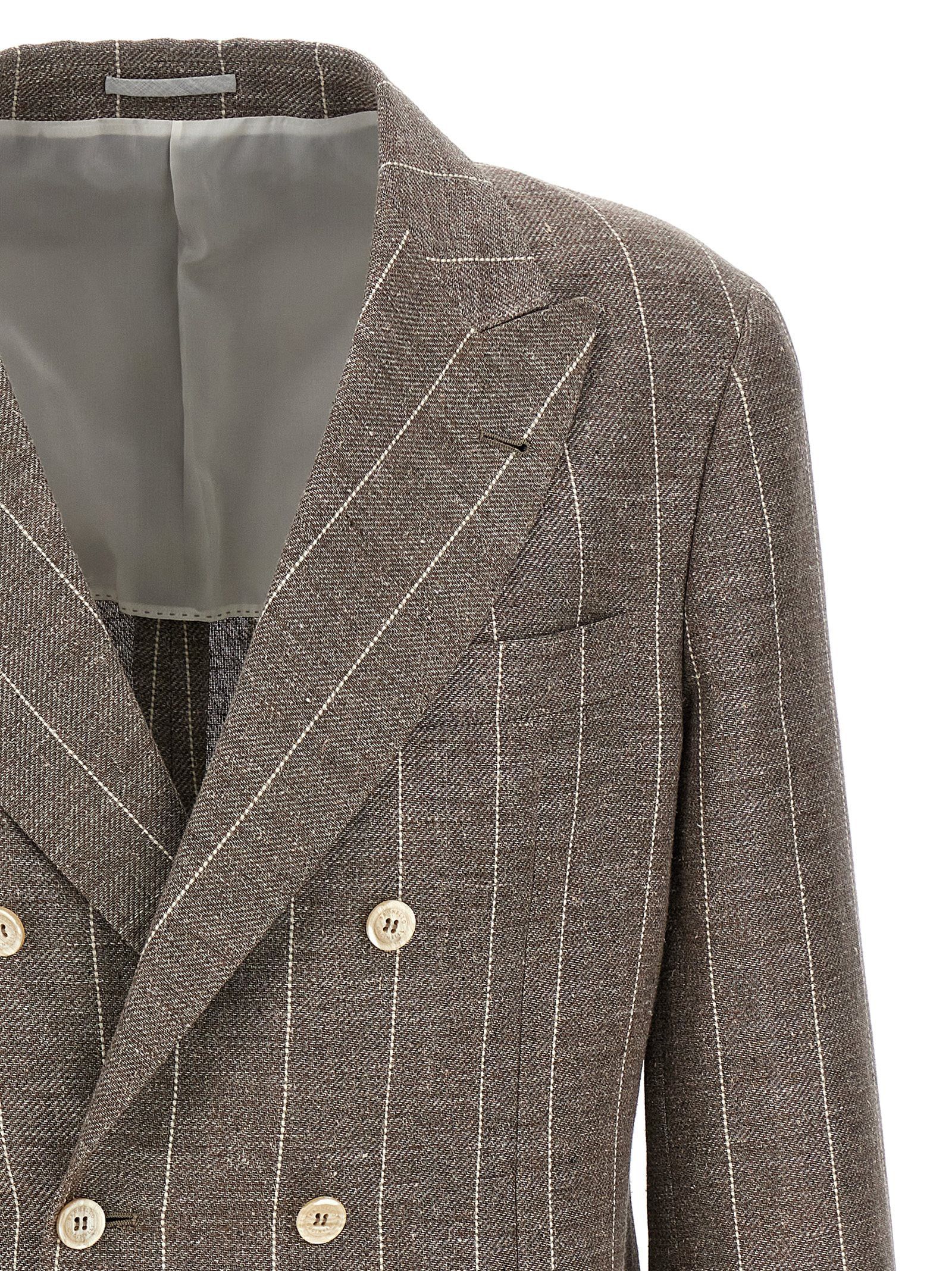 Brunello Cucinelli Pinstriped Deconstructed Blazer Size 52R - 3 Thumbnail