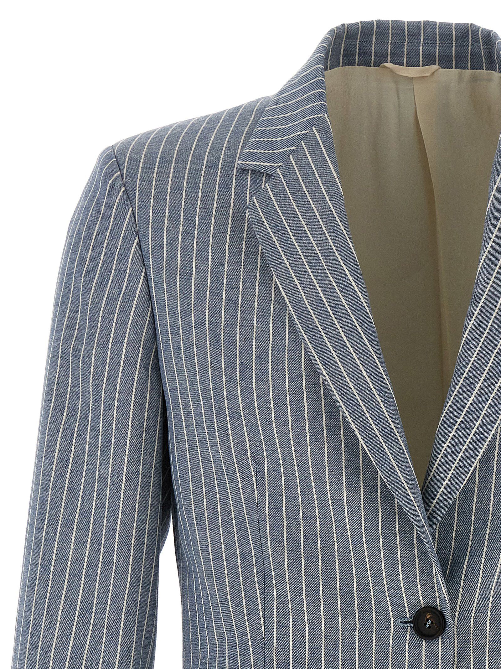 Brunello Cucinelli Pinstripe Twill Blazer Size M / US 6-8 / IT 42-44 - 3 Thumbnail