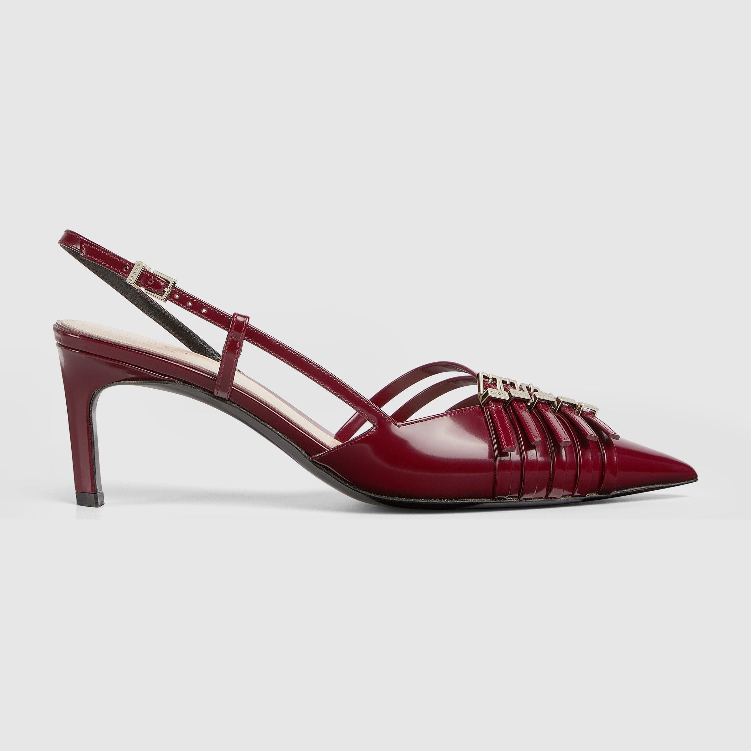 Gucci gucci seraphine patent leather slingback pumps maroon Size US 7 / IT 37 - 2 Thumbnail