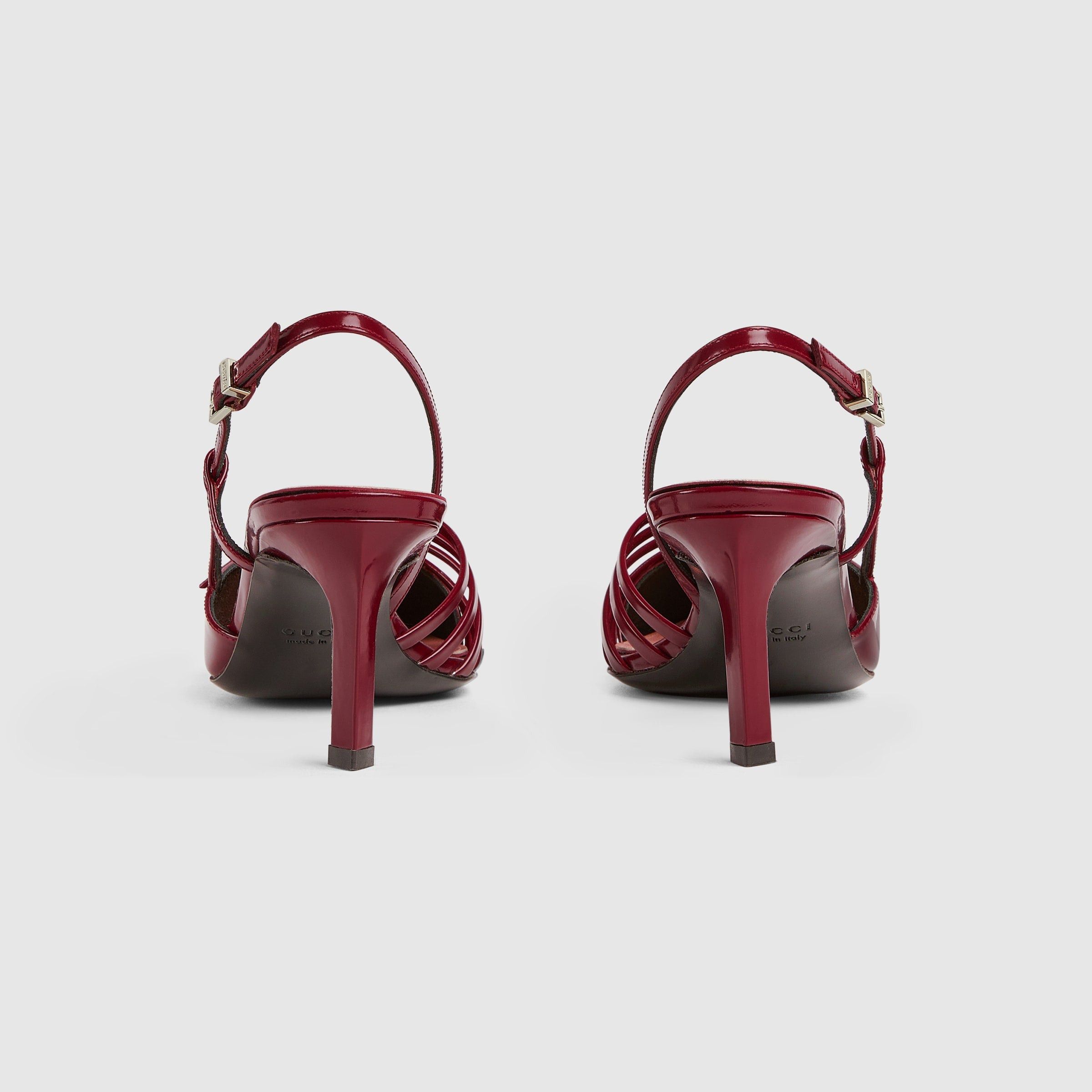 Gucci gucci seraphine patent leather slingback pumps maroon Size US 8 / IT 38 - 4 Thumbnail