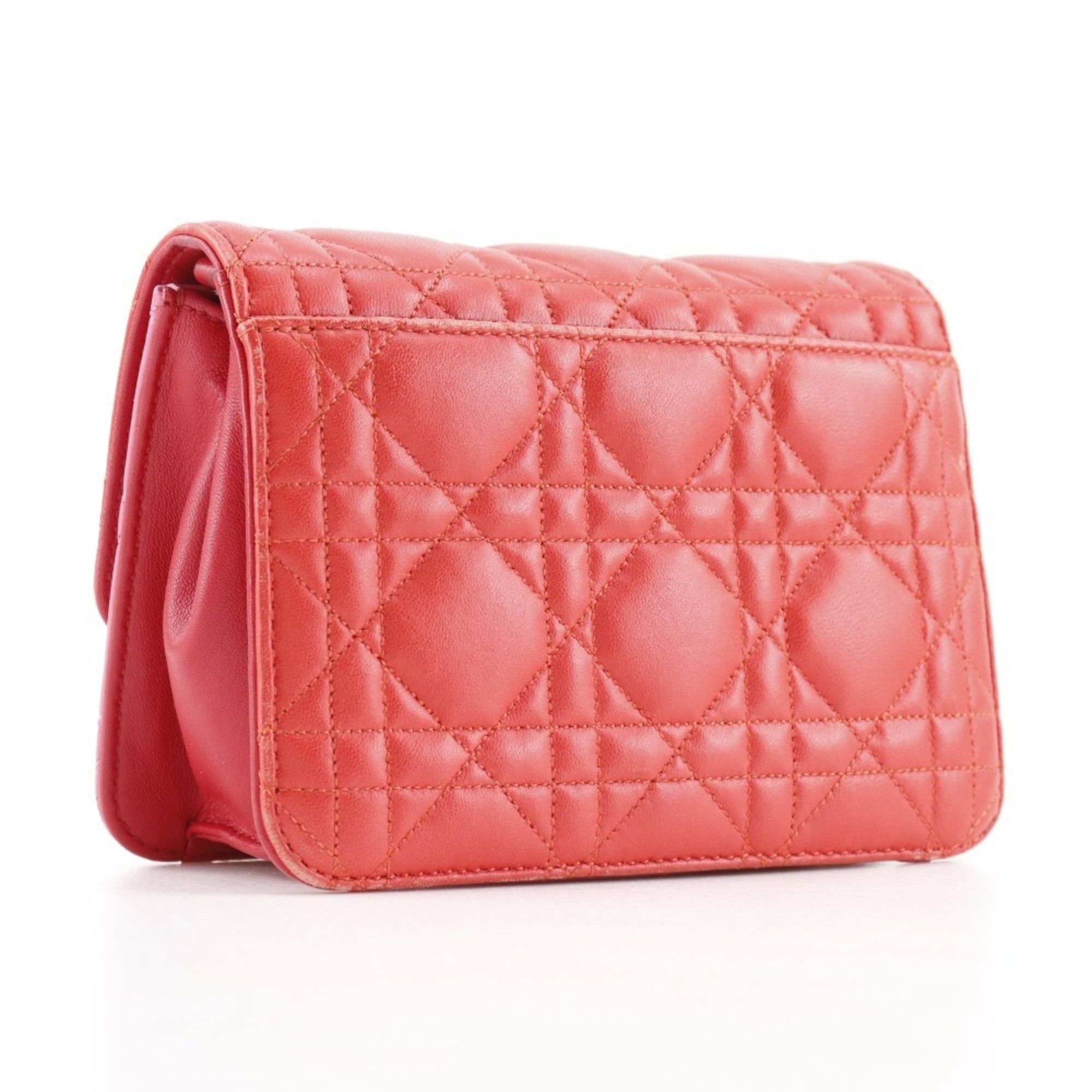 Dior Christian Dior Chain Shoulder Bag Cannage Clutch S0252OTRI M79D Lambskin Red/Pink 2way Flap ChainShoulder Women's T131825677 Size ONE SIZE - 3 Thumbnail
